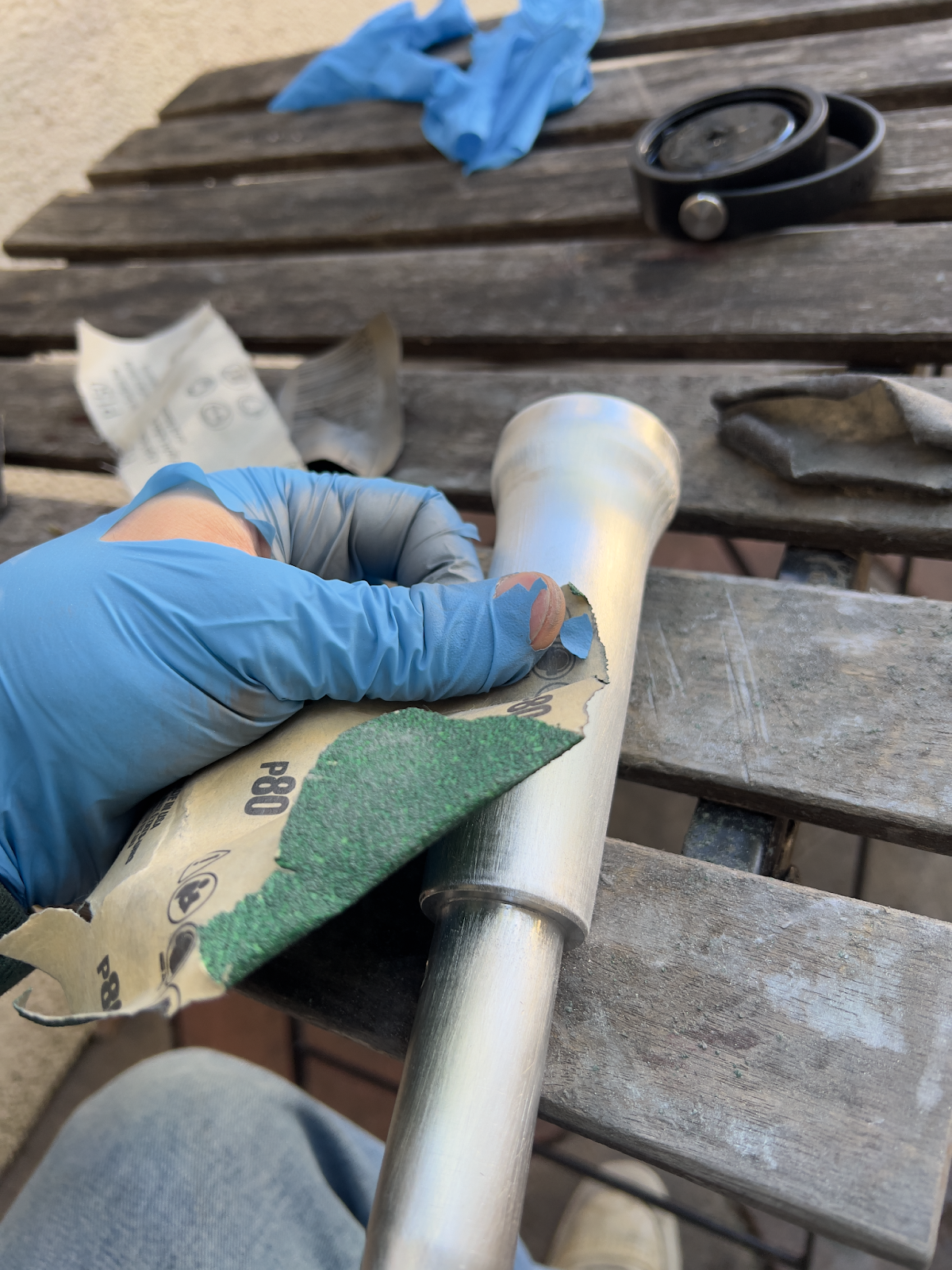 Sanding out the machining lines.