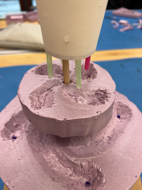 Prototype #3: top cup divides into four isolated streams.