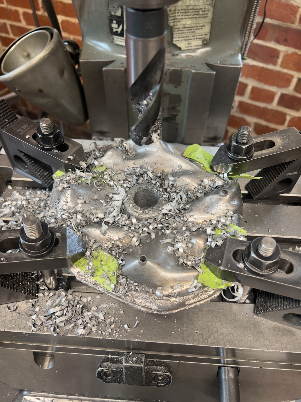 Drilling the mounting hole.