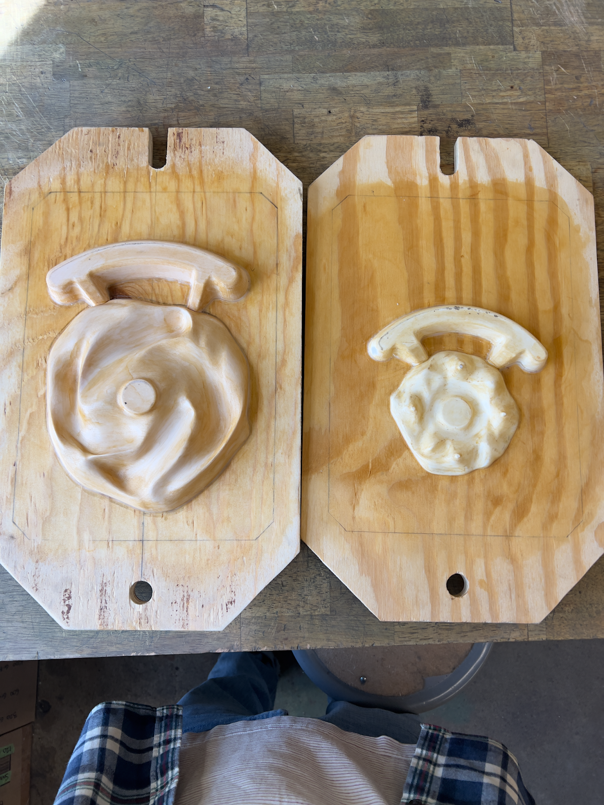 My two fixed patterns: 3D printed in PLA, fixed onto pattern boards.