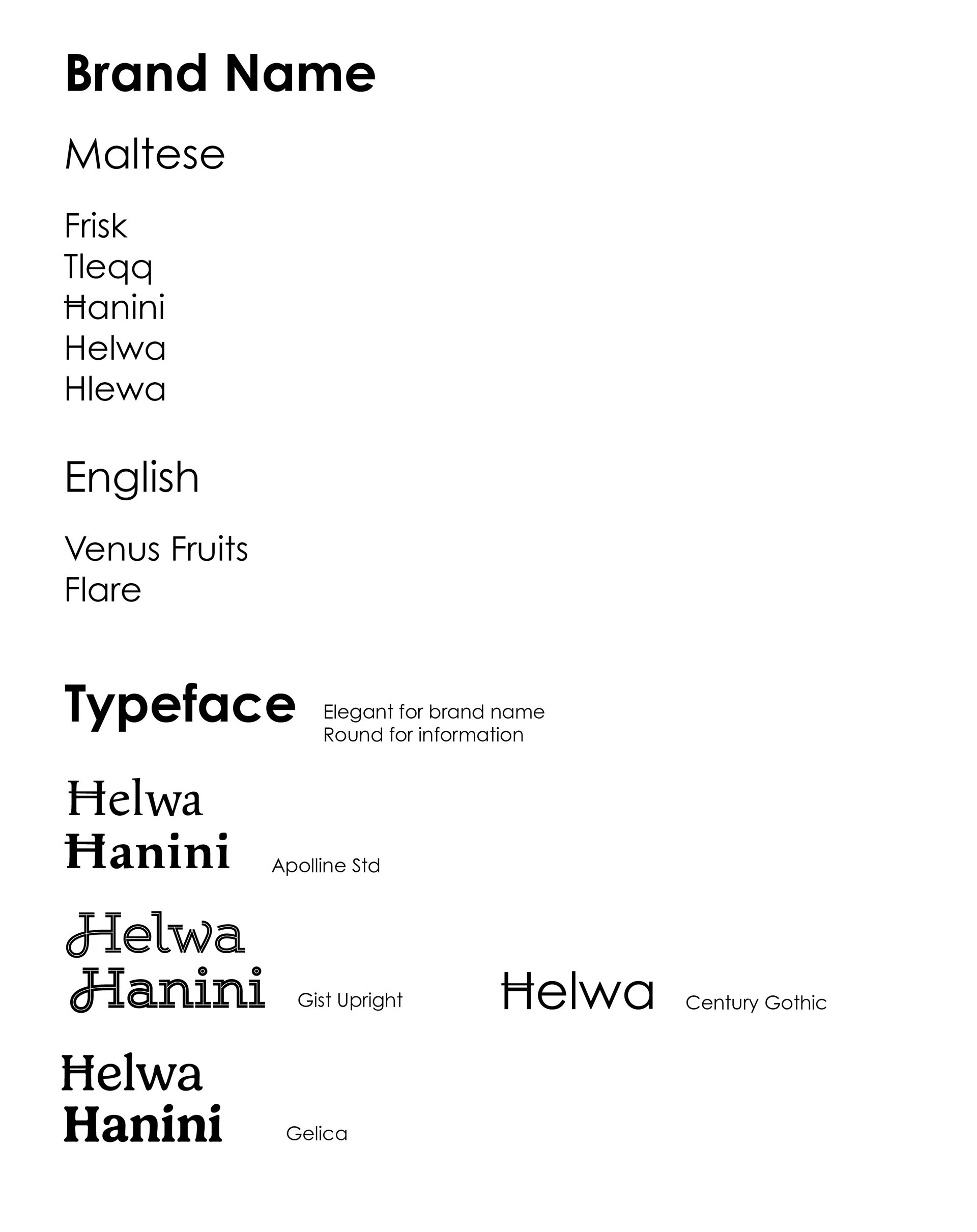 Brand Name and Typeface Experimentation