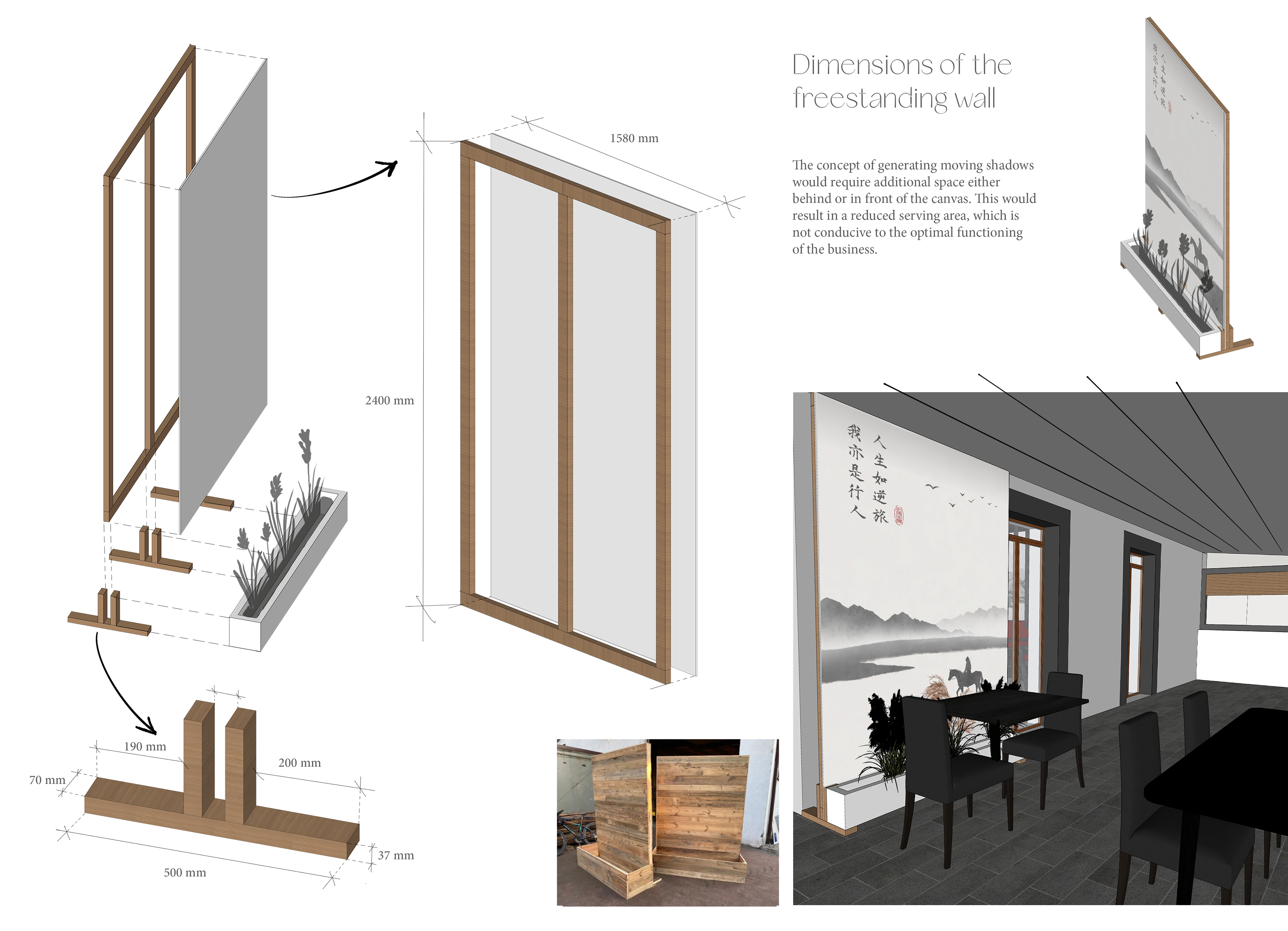 dimension of the freestanding wall
