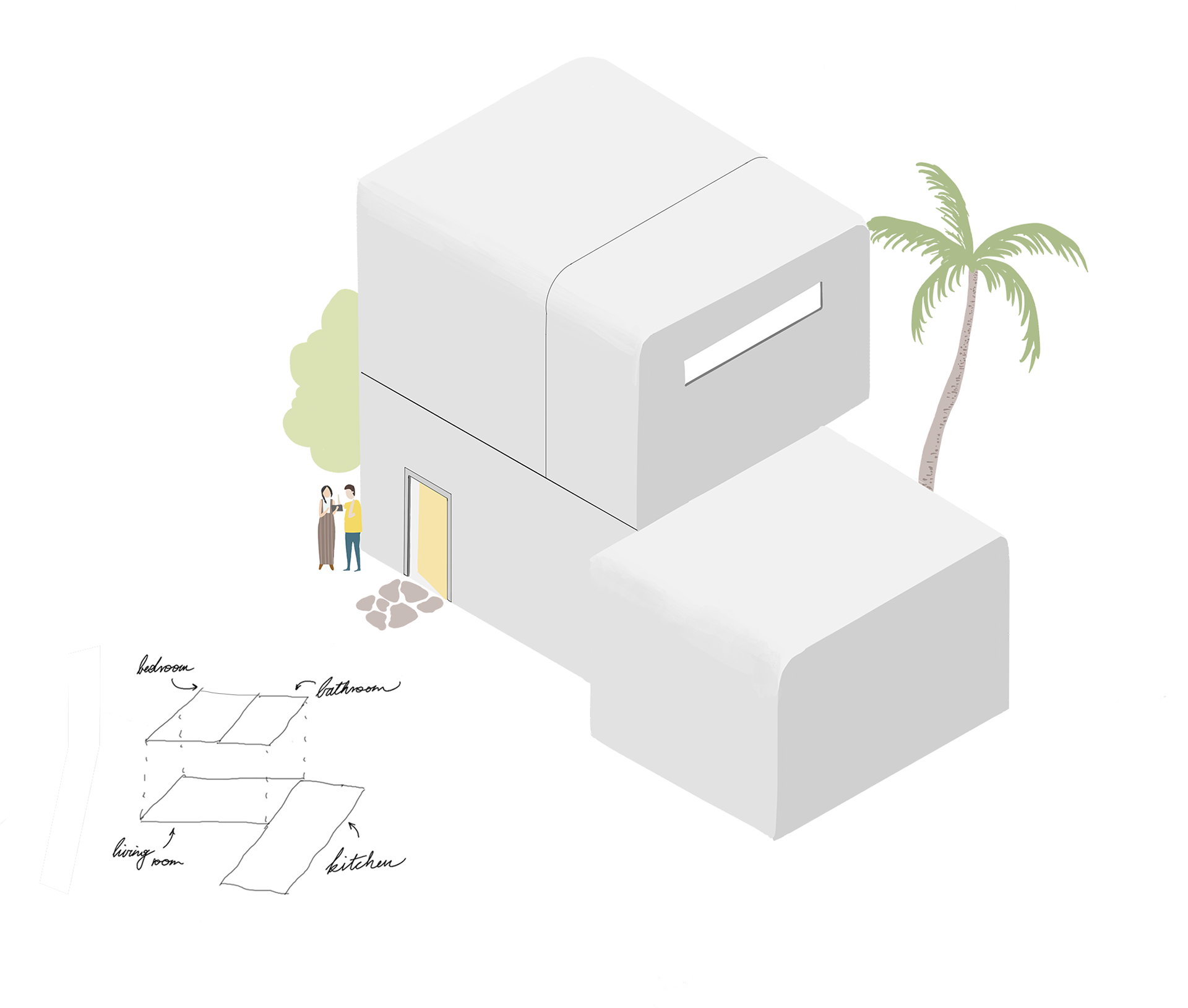 two-level shape for the first idea for one person