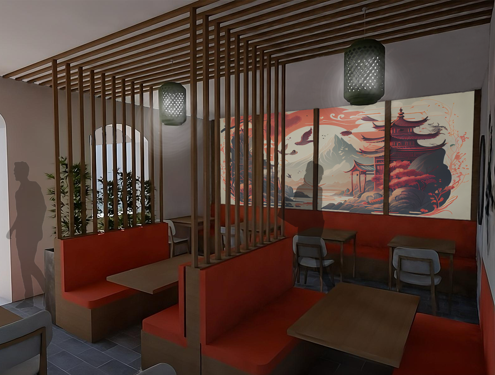 visual of the space, made by SketchUp and rendered in Archicad