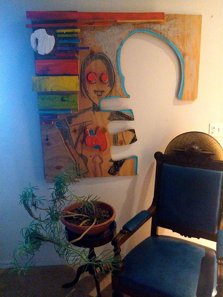"His Mooned Droid Condition -aka- Grannie's Portrait" 2020 (living room install)