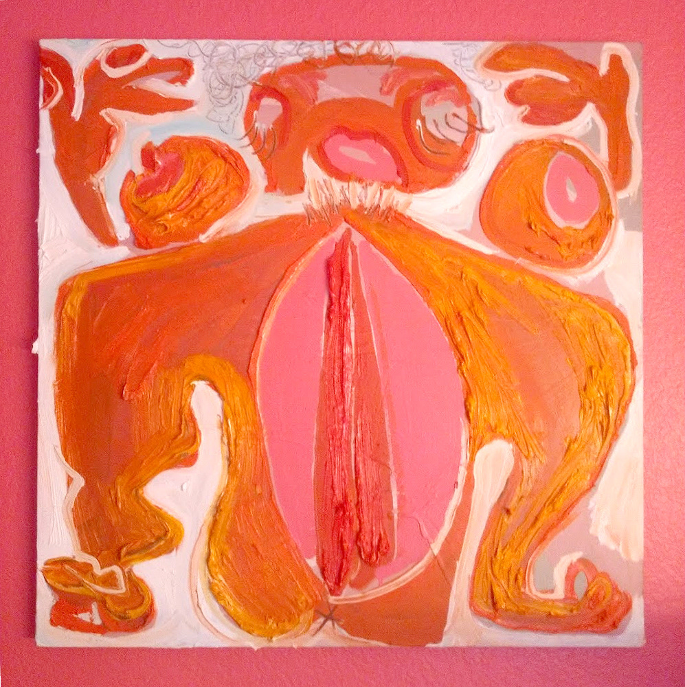 "Labia Like Flapjacks" 2019, oil on canvas, 22 x 22 inches