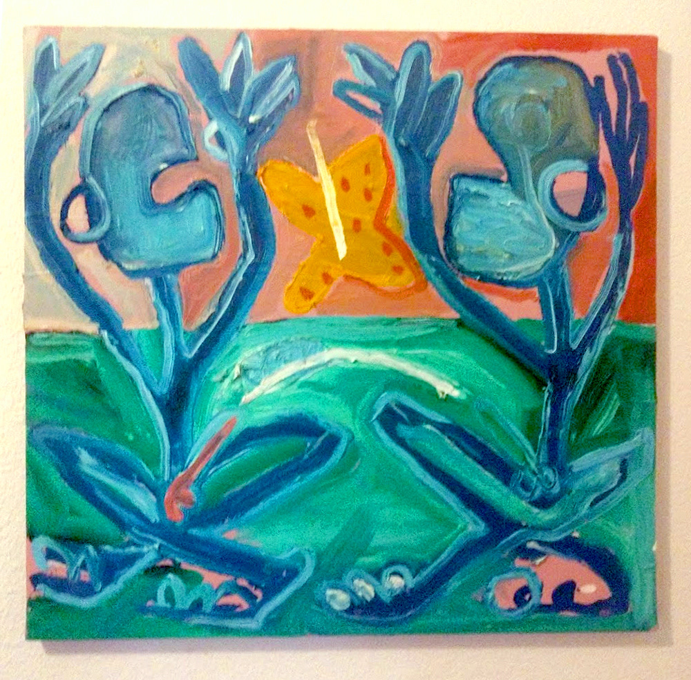 "Piss Chakras" 2019, oil on canvas, 22 x 22 inches