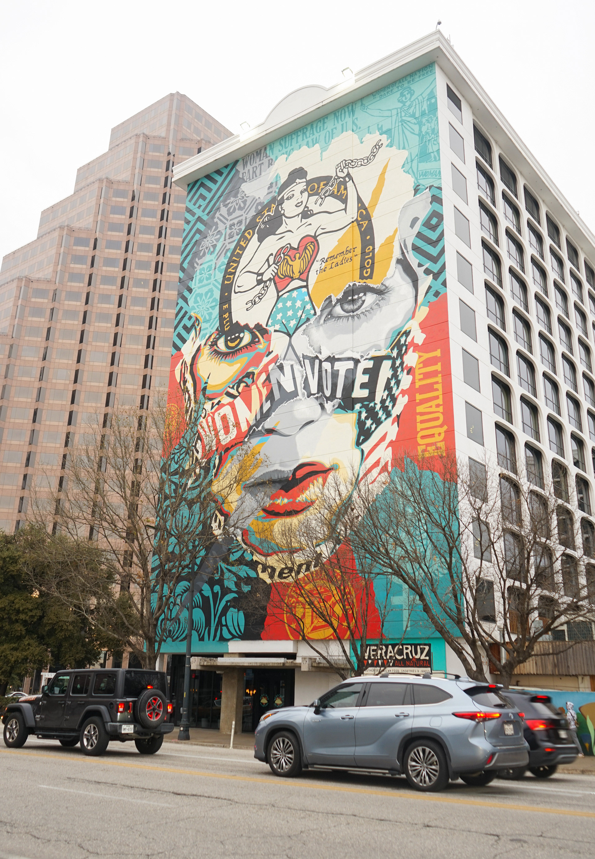 A mural on the side of a building in Austin, Tx.