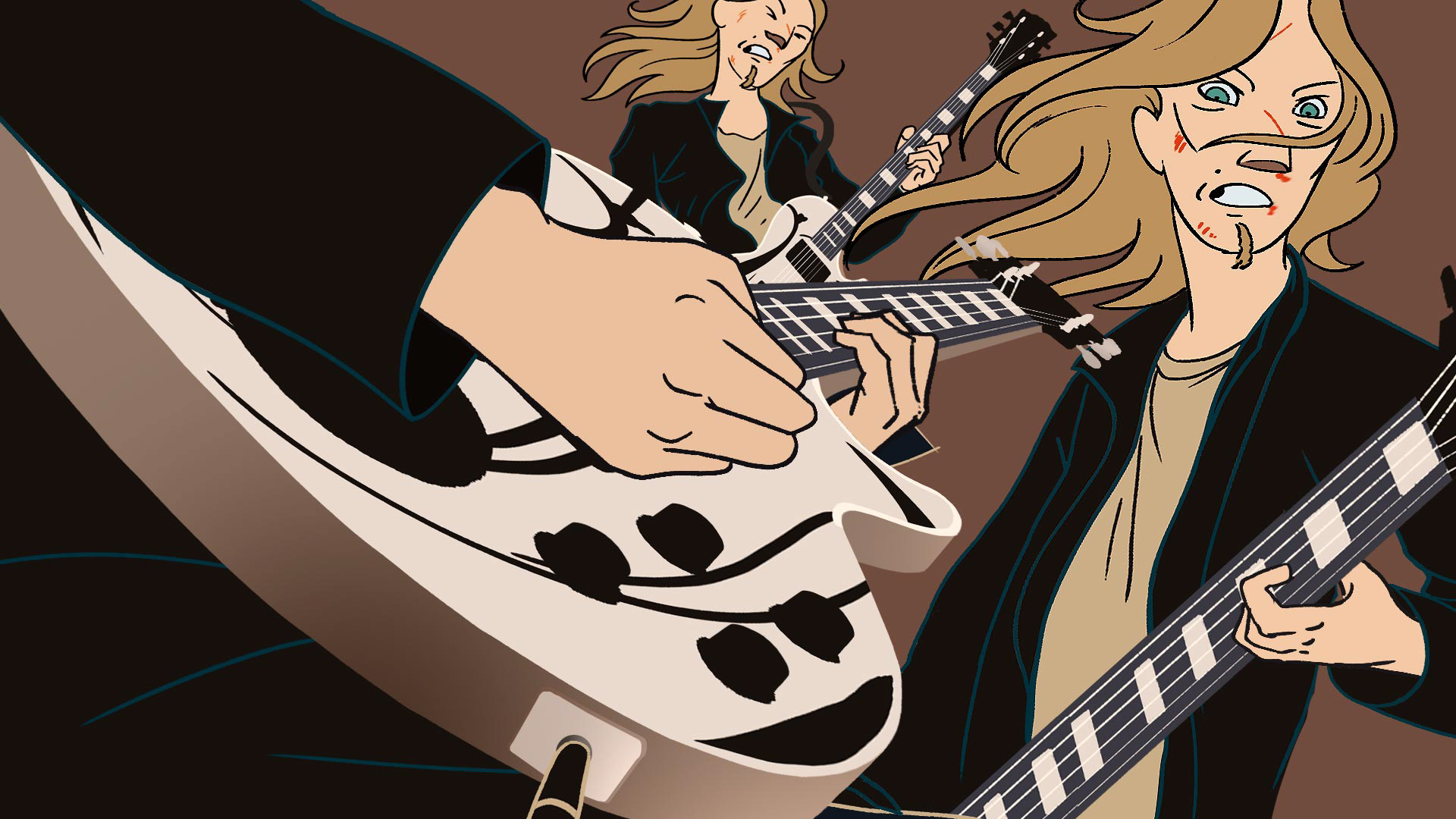 Different shots of Joel Hoekstra playing guitar