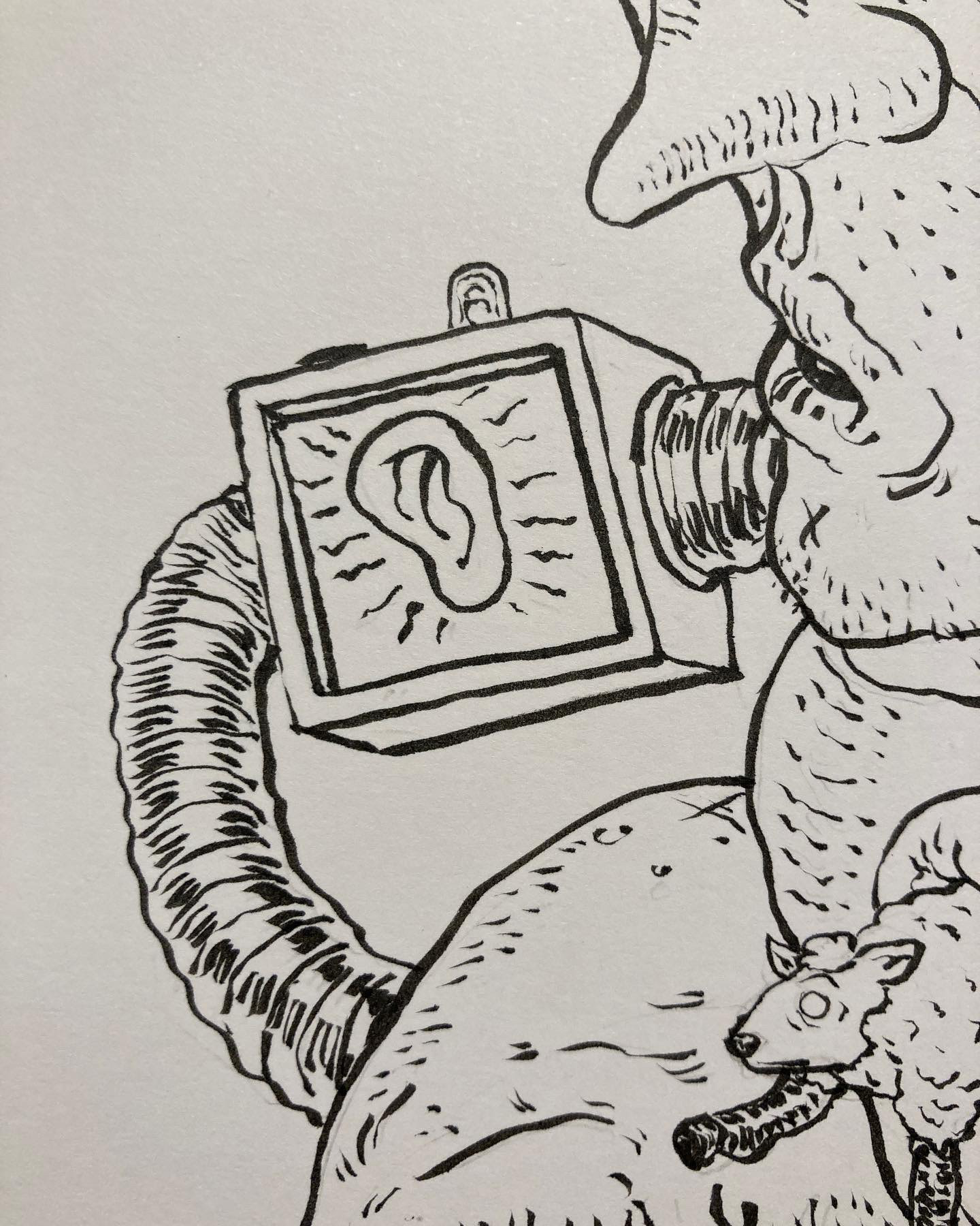 The original naked inked line work, ink on Fabriano...