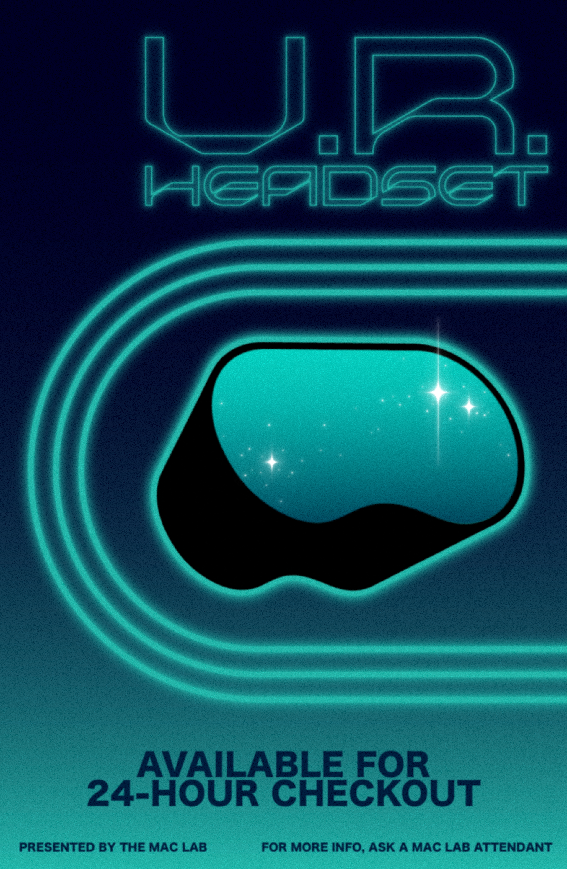 Poster promoting our Virtual Reality Headset available for checkout