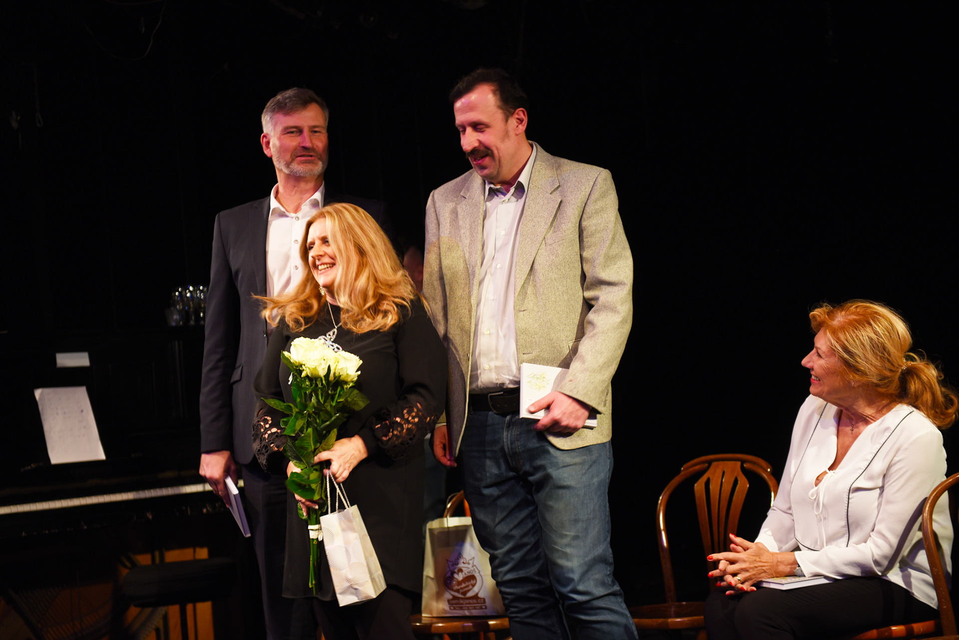 Křest knihy Houslový klíč, Ypsilonka 2020, A.Barák, P.Šimčík, Z.M., V. Peterková