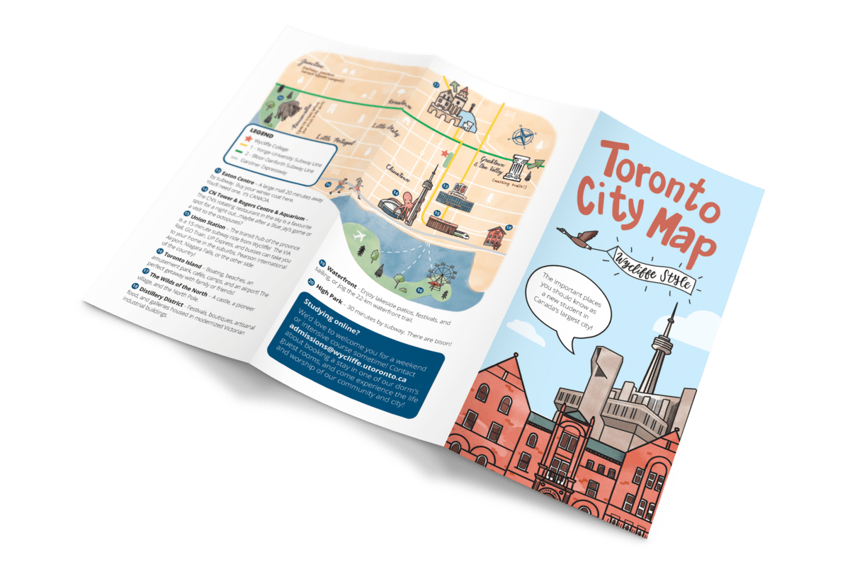 An opened example of the brochure