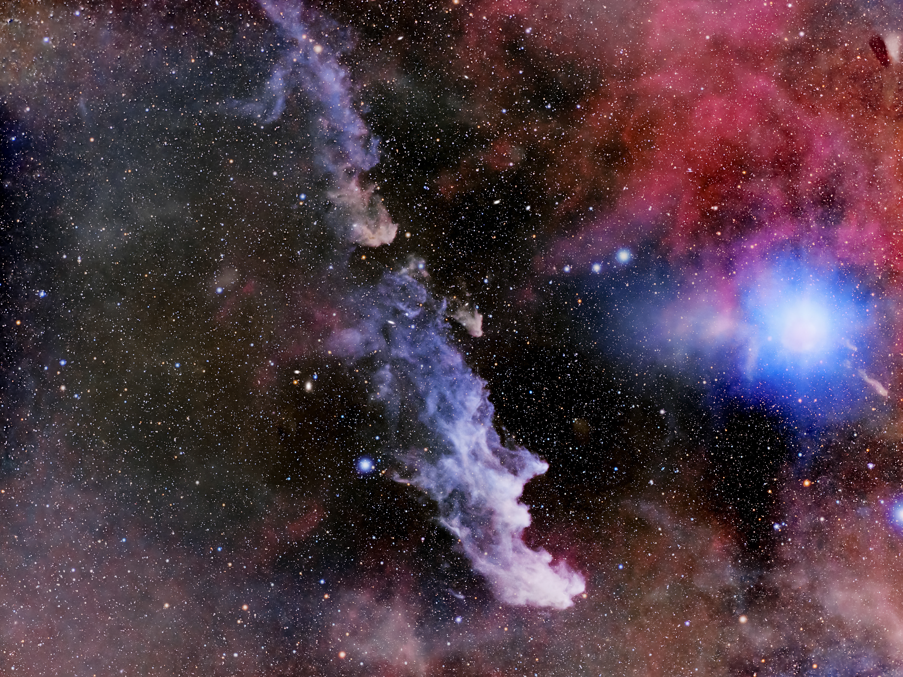 the Witch Head Nebula 🔭 Telescope: Redcat 51 📷 Camera: Nikon D780 🌀 Mount: ZWO AM3 🎯 Filters: Optolong UV/IR cut + l-extreme 🕒 Exposure: 300s per sub, 7h HA+OIII, 11h RGB