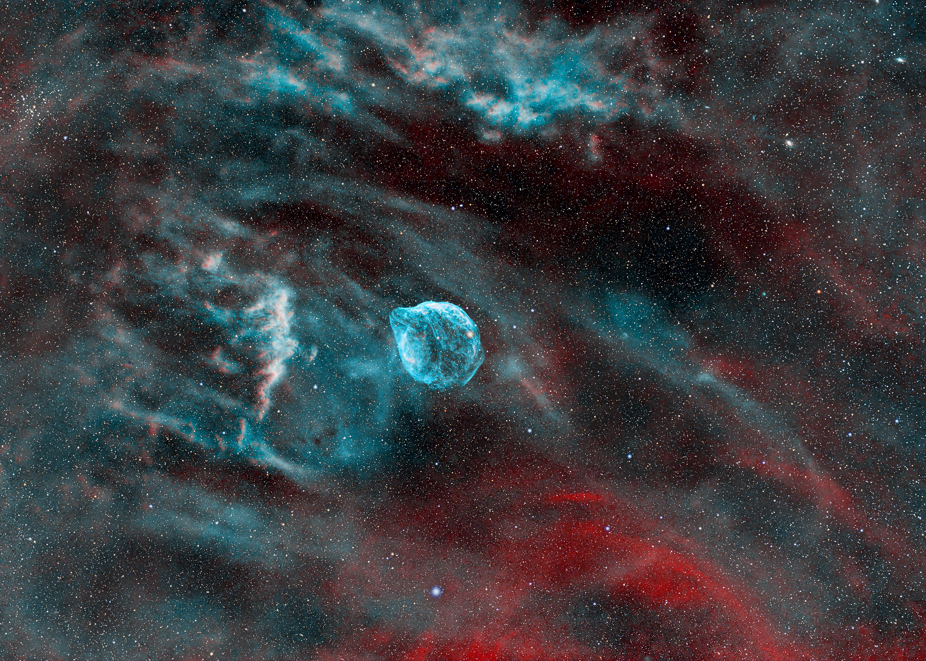 Dolphin Head Nebula 🔭 Telescope: Redcat 51 📷 Camera: Nikon D780 🌀 Mount: ZWO AM3 🎯 Filters: Optolong L-extreme 🕒 Exposure: 15h HA+OIII