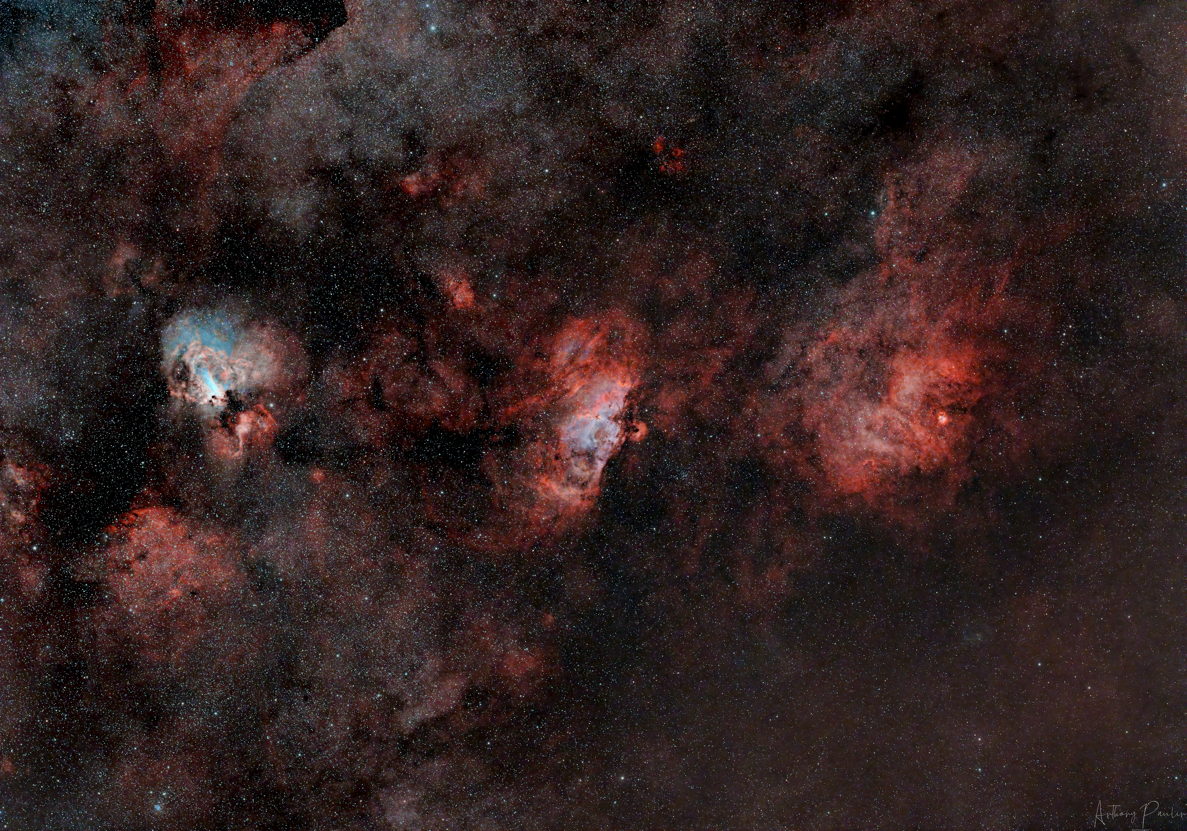 Eagle (7,000 light-years) and swam (5500 light-years) Nebula