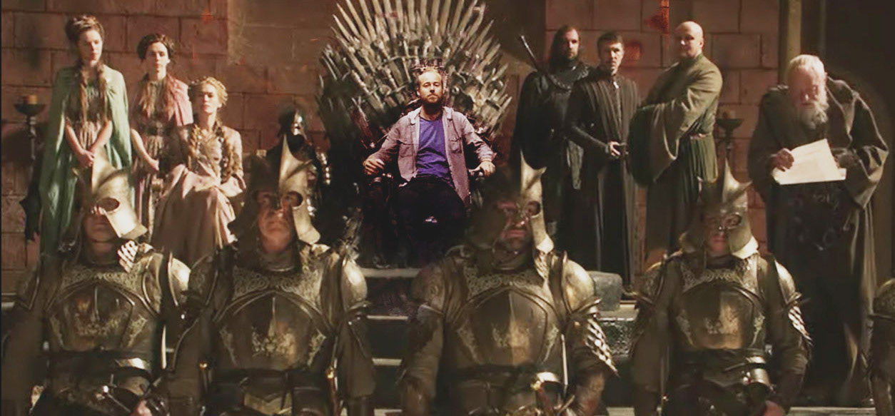 Aaron on the throne Belfast, cast from TV capture