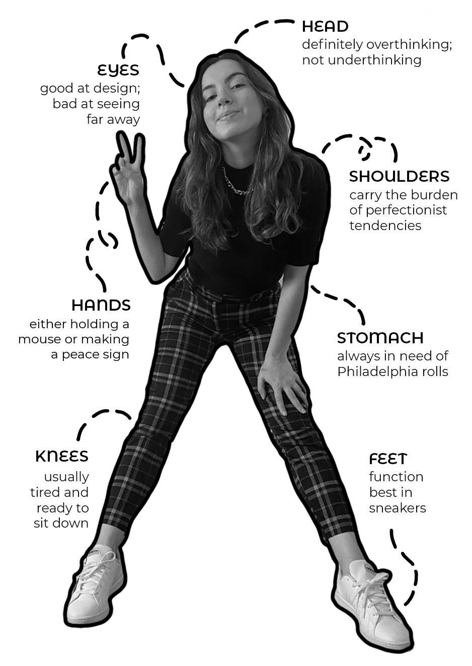 Infographic about Clara Passos with a few qualities
