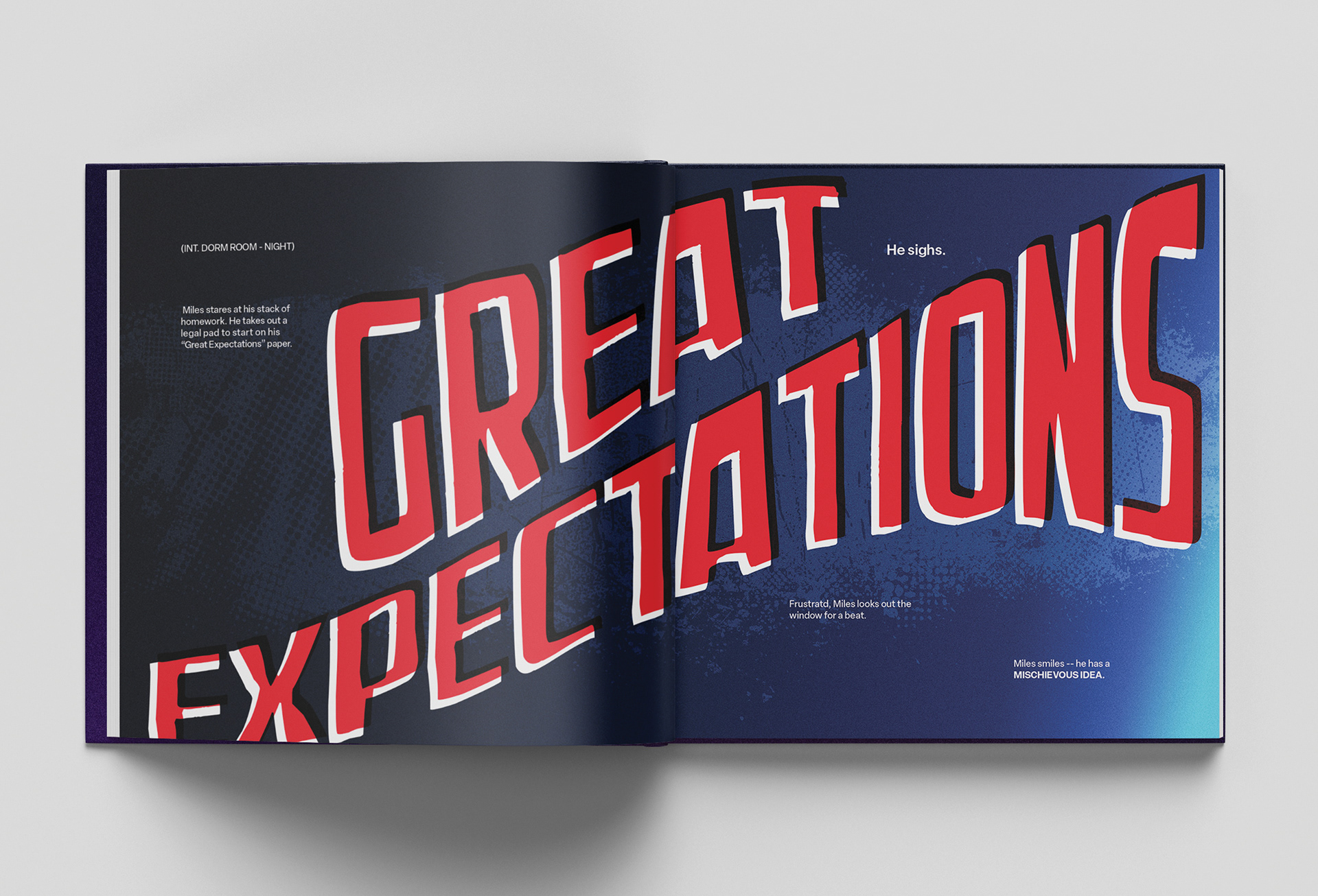 Spread from the book that says "Great Expectations"
