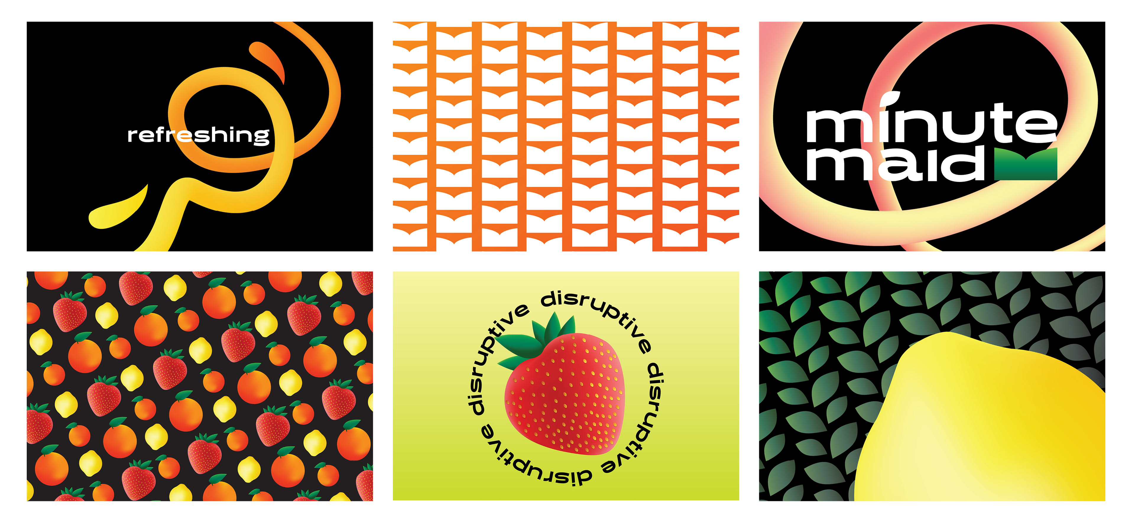tool kit with juice swirls (gradient swirls), icon pattern, fruits drawing alll to show how these icons play together
