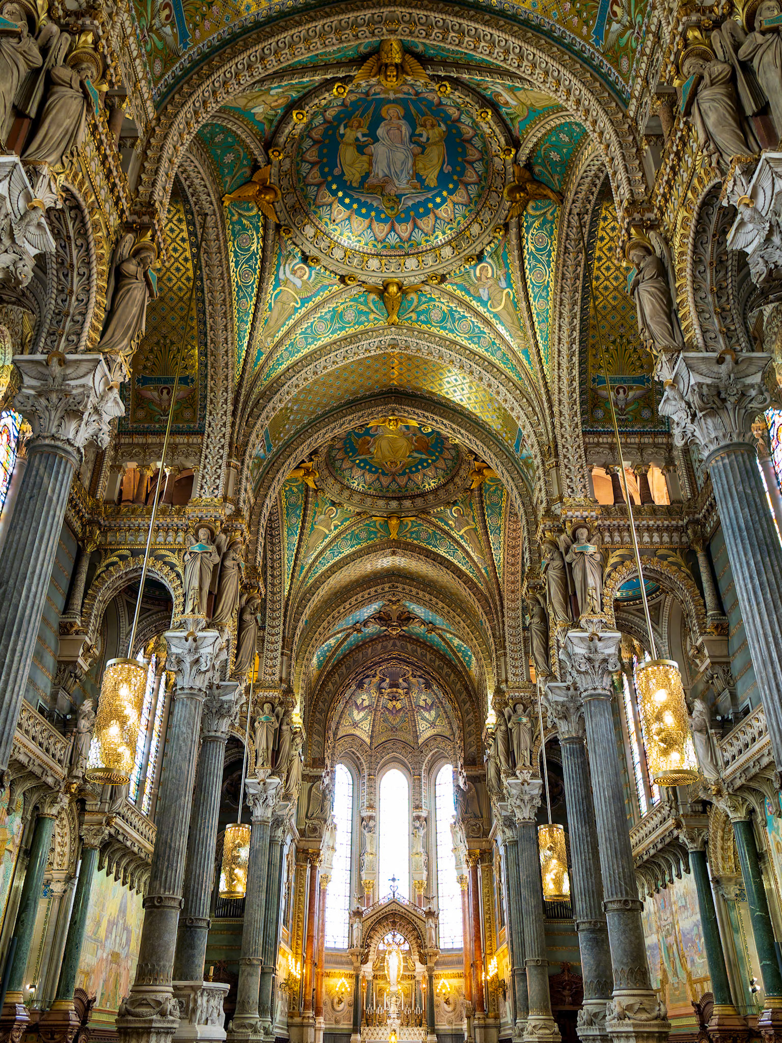 Lyon, France - Inside the Basilica of Notre Dame of Fourvière