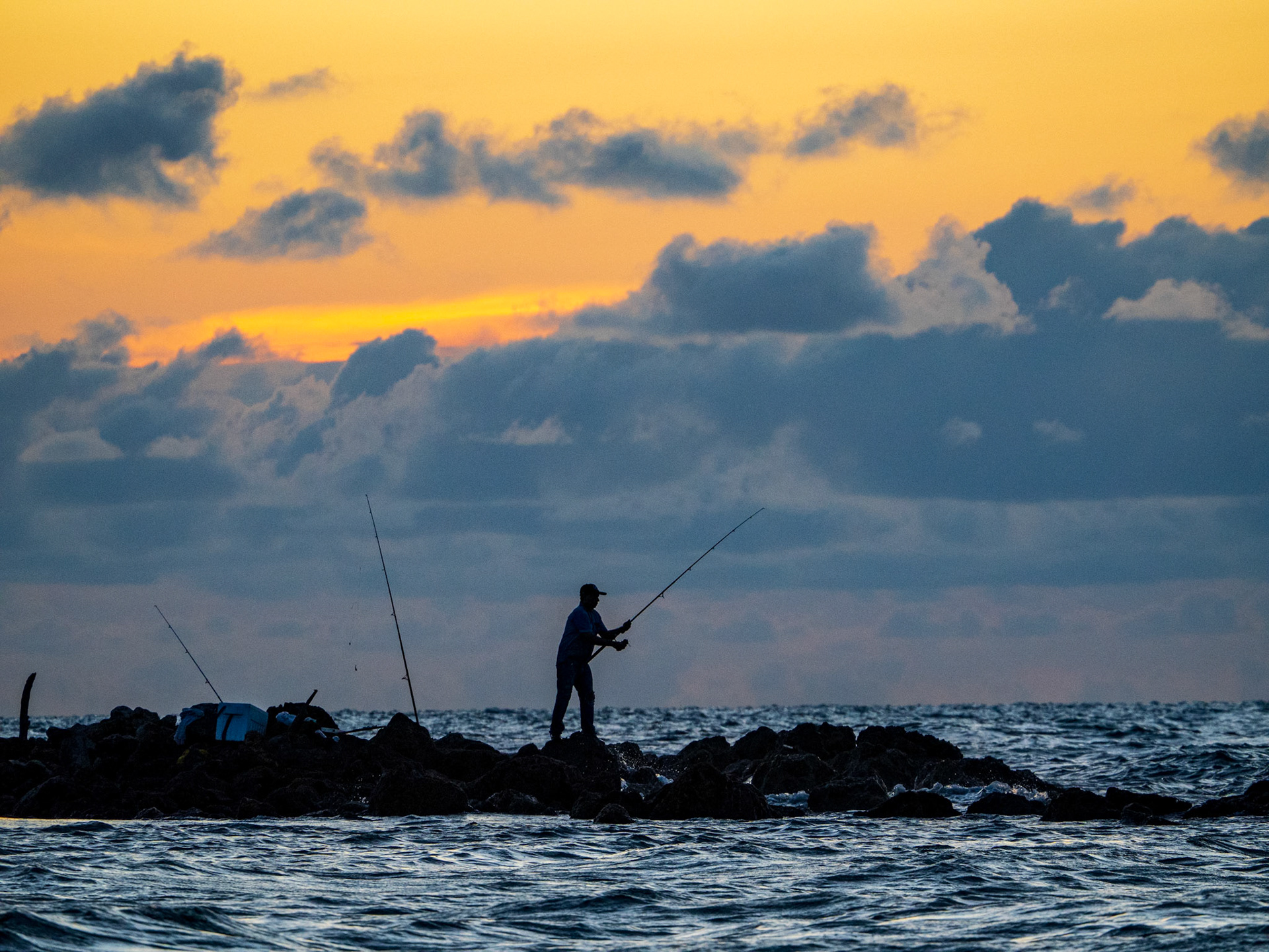 Fishing at Sunset - Cartagena, Colombia