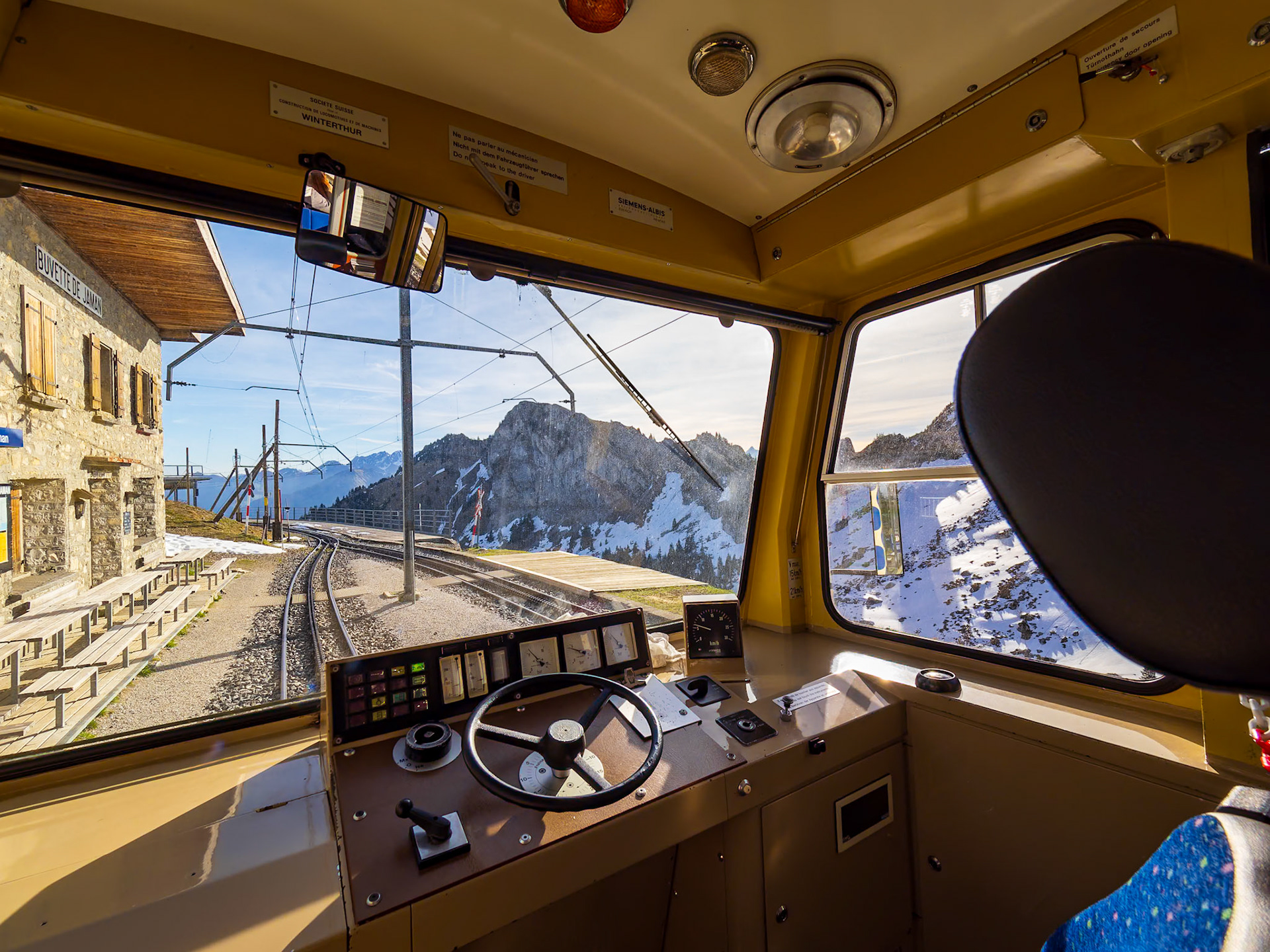 Cogwheel Train view on way up to the peak of Rochers de Naye