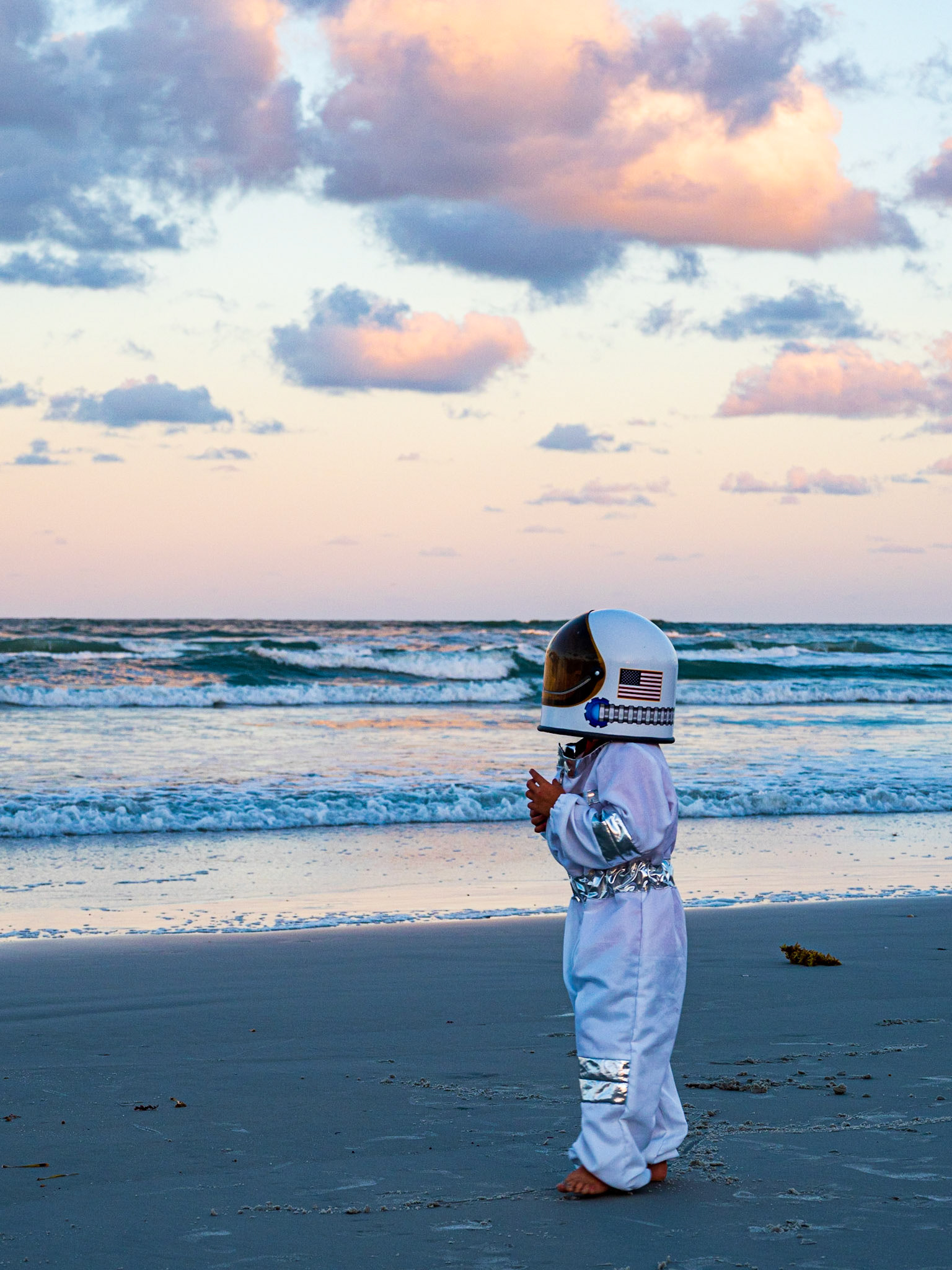 Little Astronaut on the beach, New Smyrna Beach, Florida