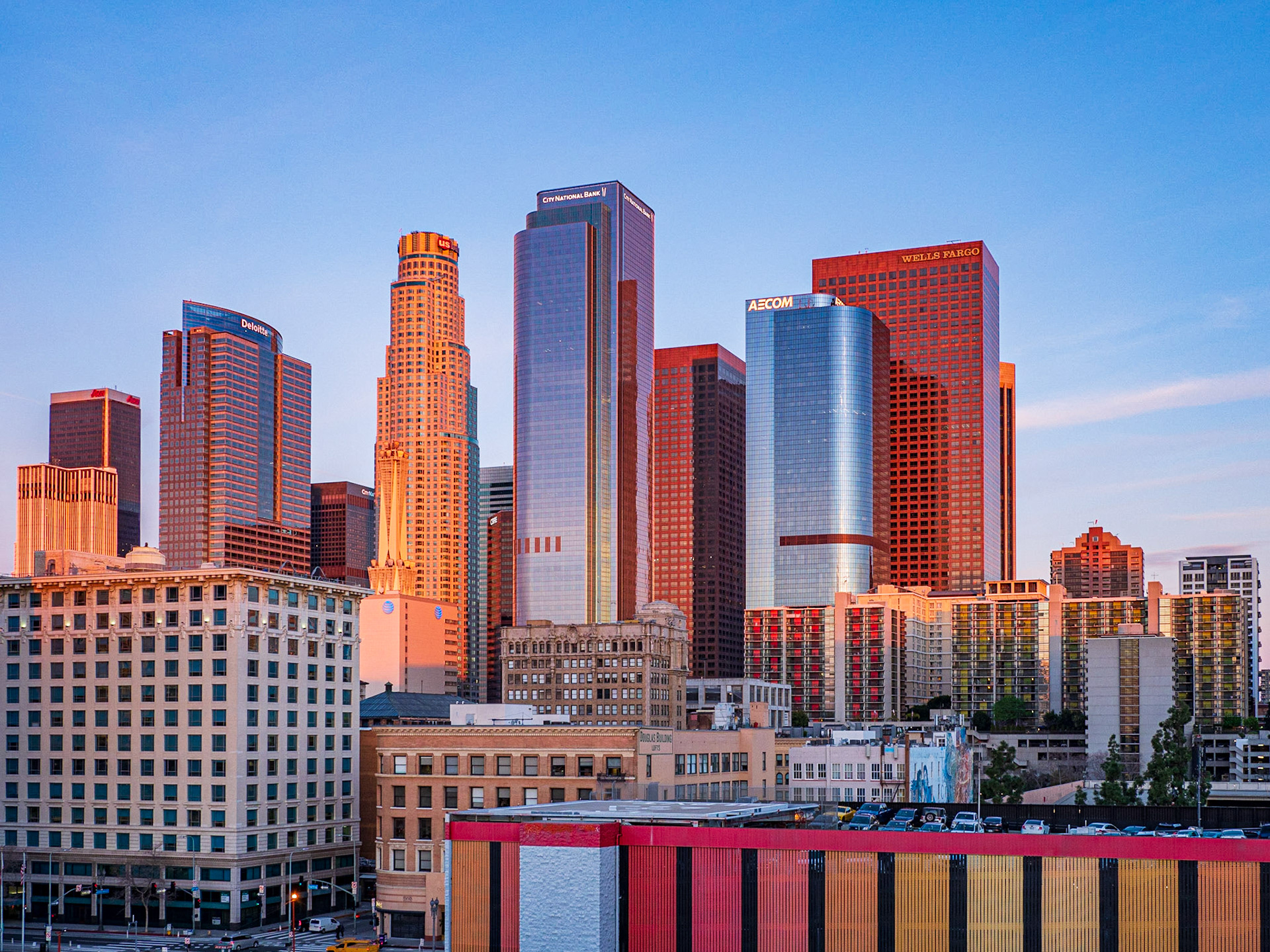 Downtown LA at sunrise, Los Angeles, California