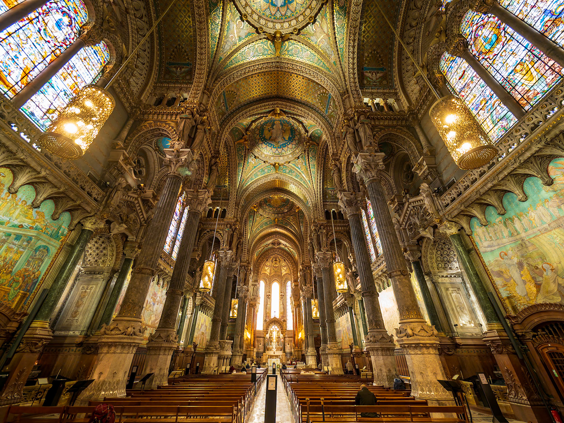 Lyon, France - Basilica of Notre Dame of Fourvière - 19th-century basilica