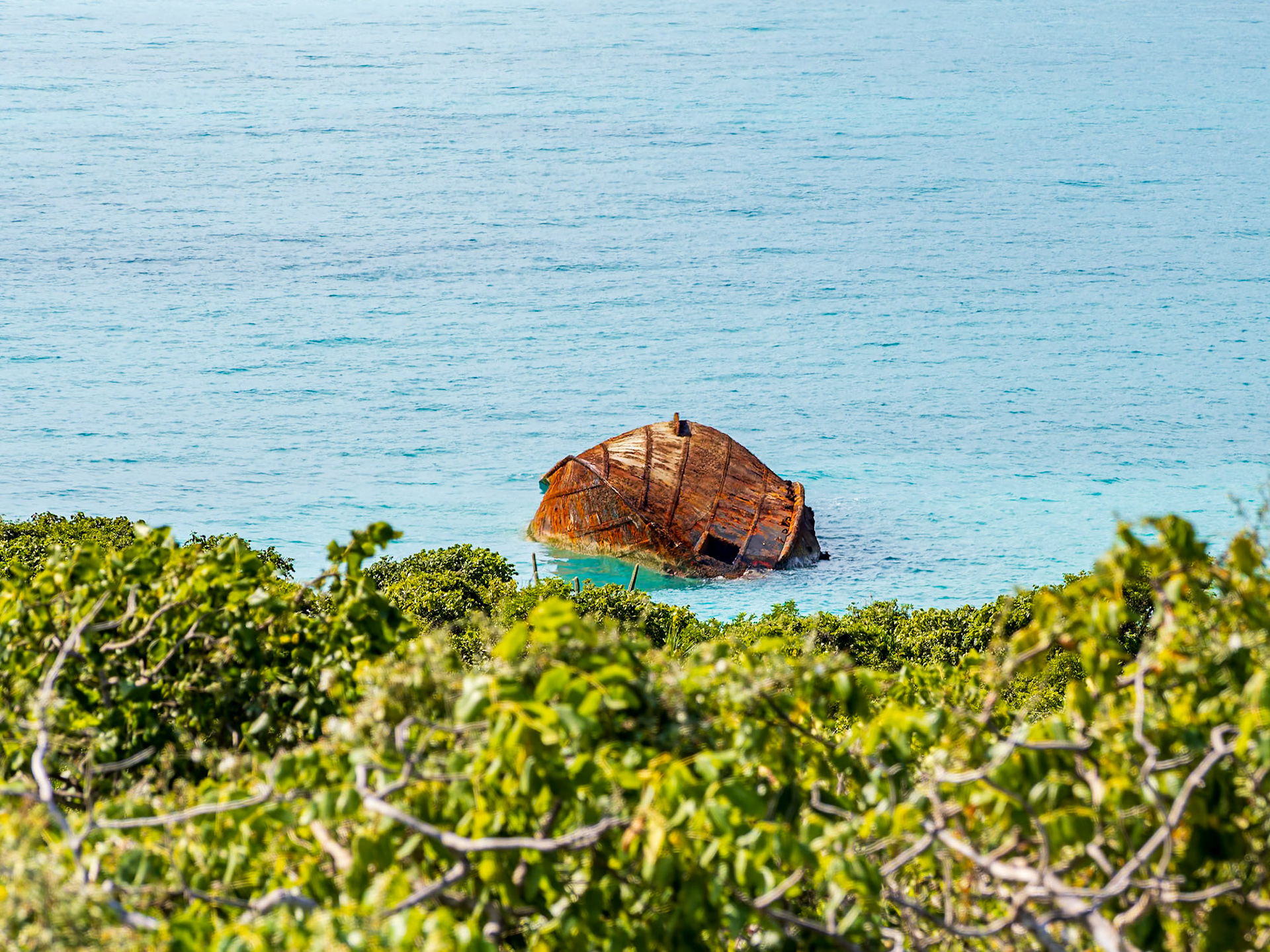 View of Shipwrek from Sapodilla Hill, Providenciales, Turks and Caicos Islands