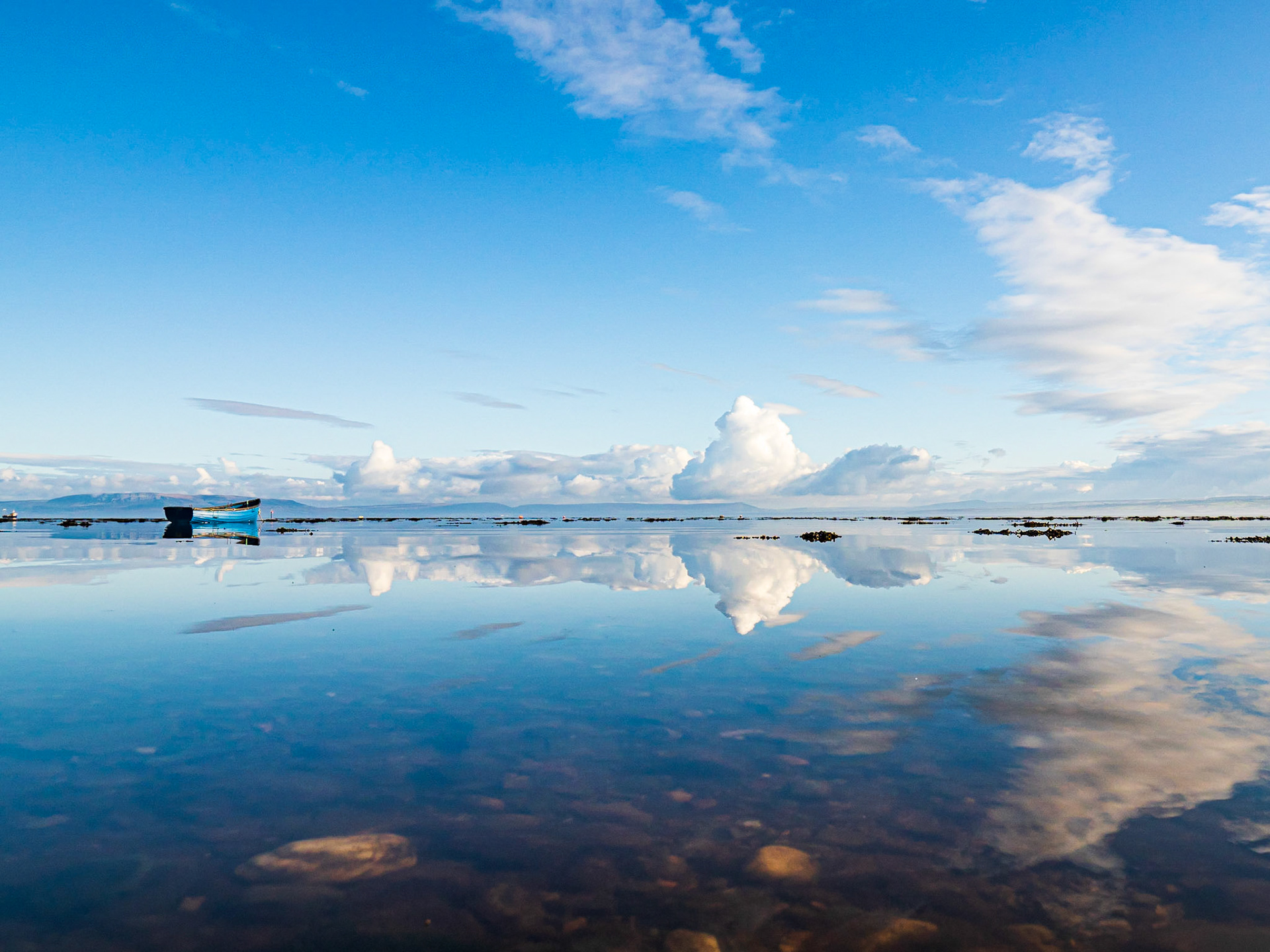 Boats and Reflections in the Lough Foyle near Quigley's Point, Donegal, Ireland