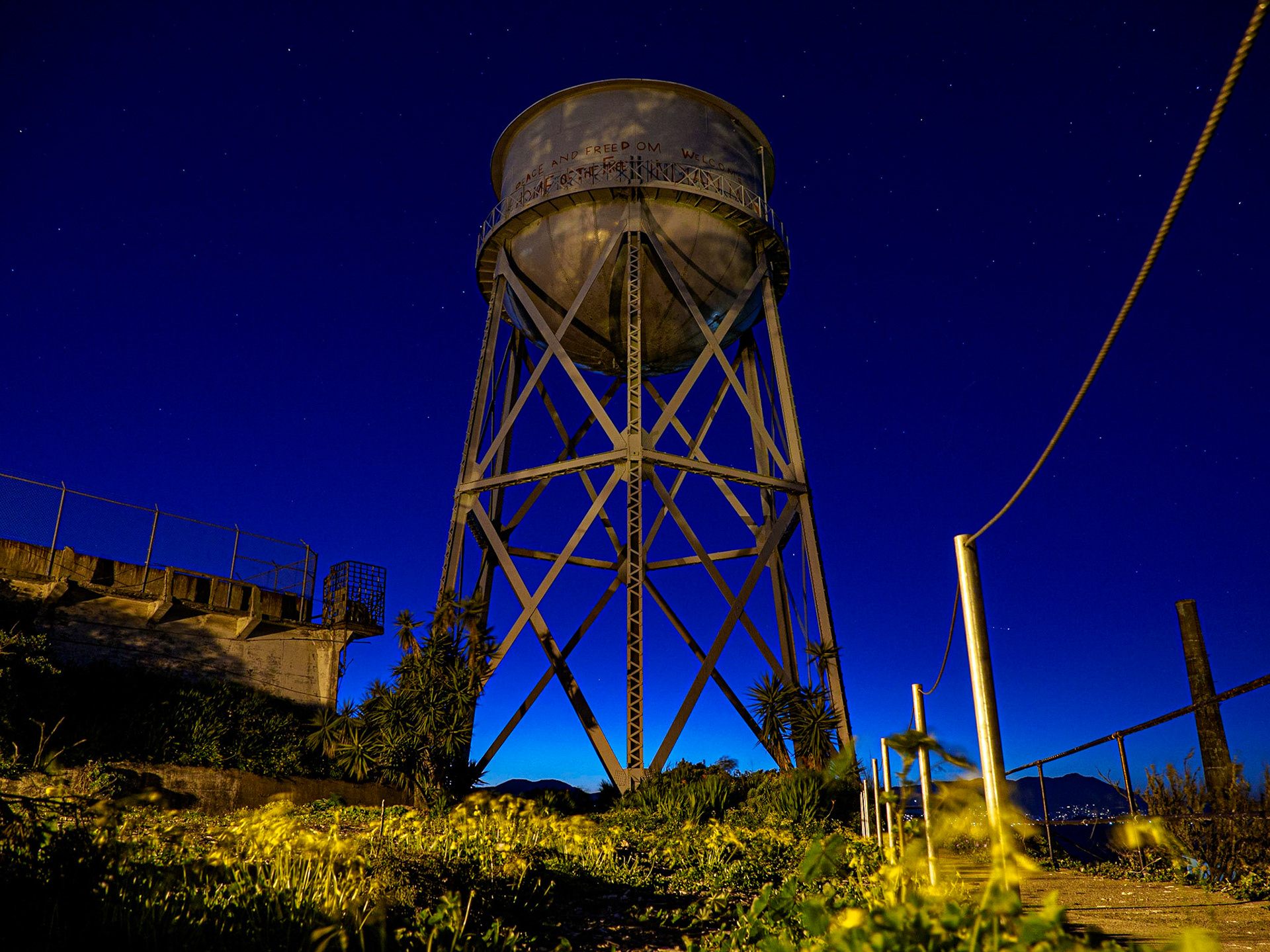 Alcatraz Water Tower at dusk, San Francisco, California