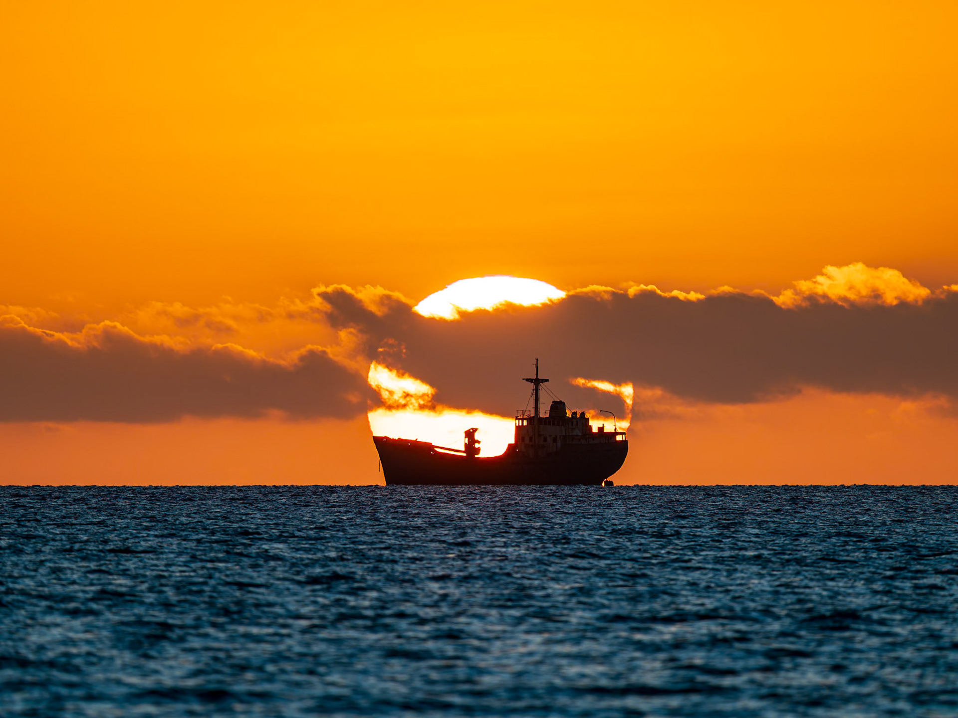 La Famille Express Shipwreck at Sunrise from Long Bay Beach, Providenciales, Turks and Caicos Islands