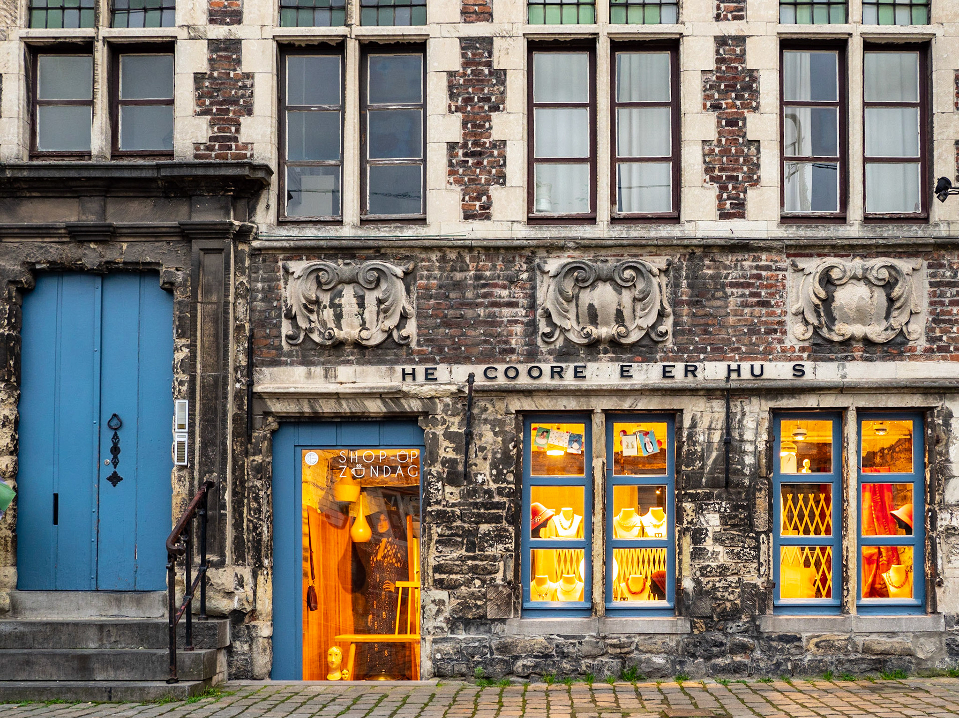 Streets of Ghent at Twilight - Graslei Storefront