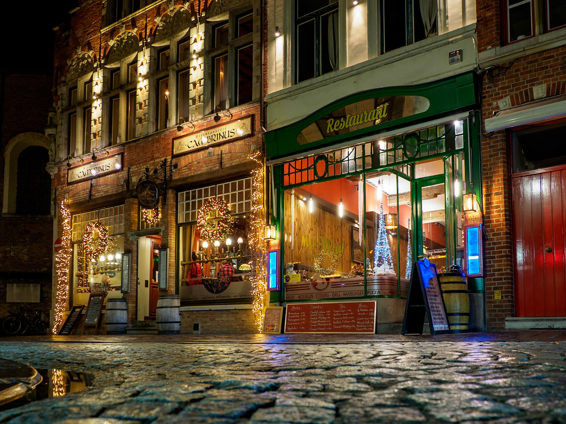 Streets of Bruges at night, Bruges, Belgium