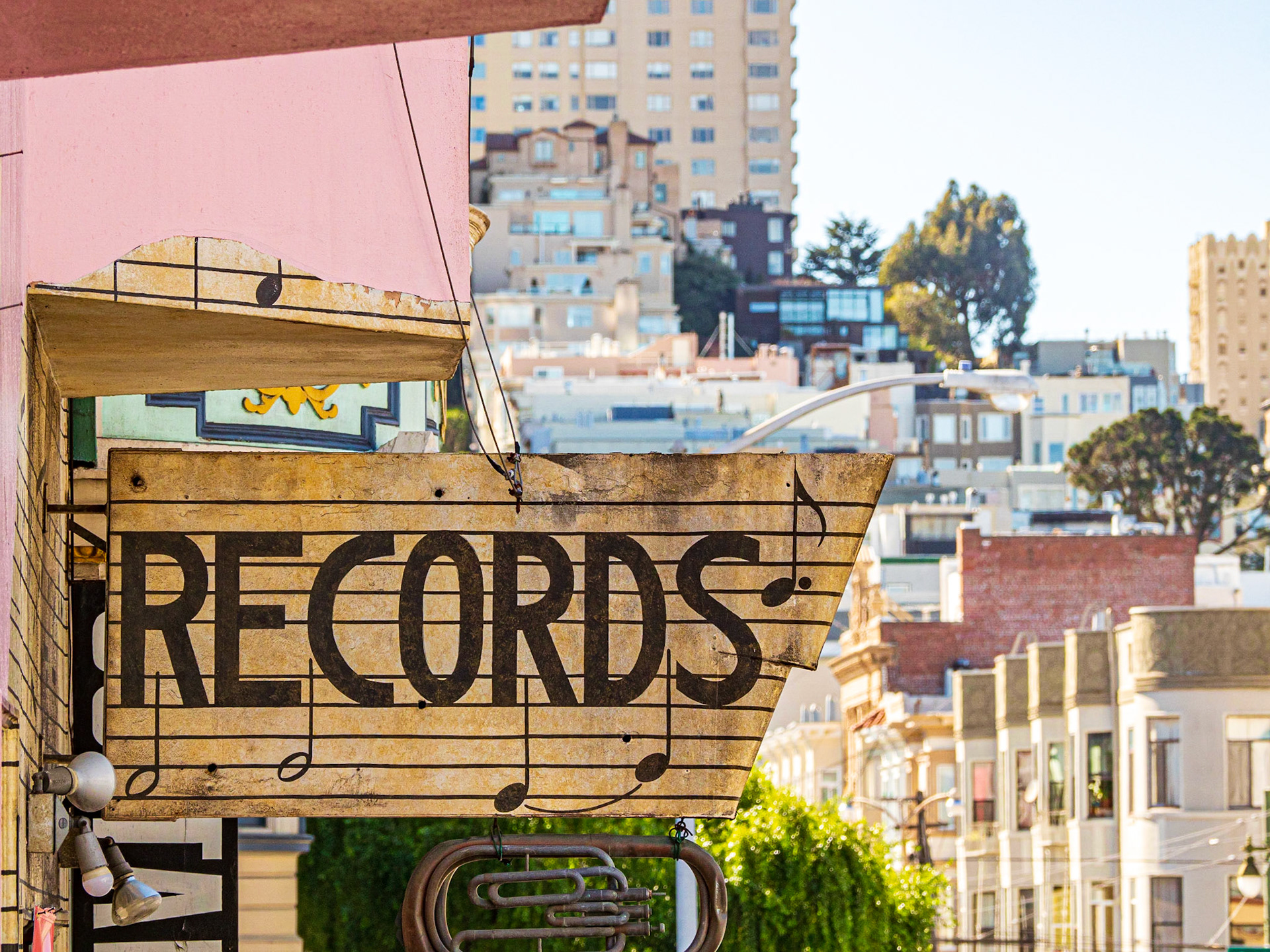 101 Music Shop, Green St, North Beach, San Francisco