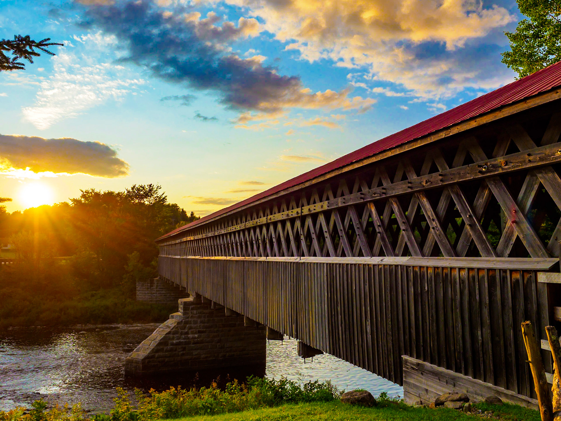 Covered bridge in rural Quebec, Canada