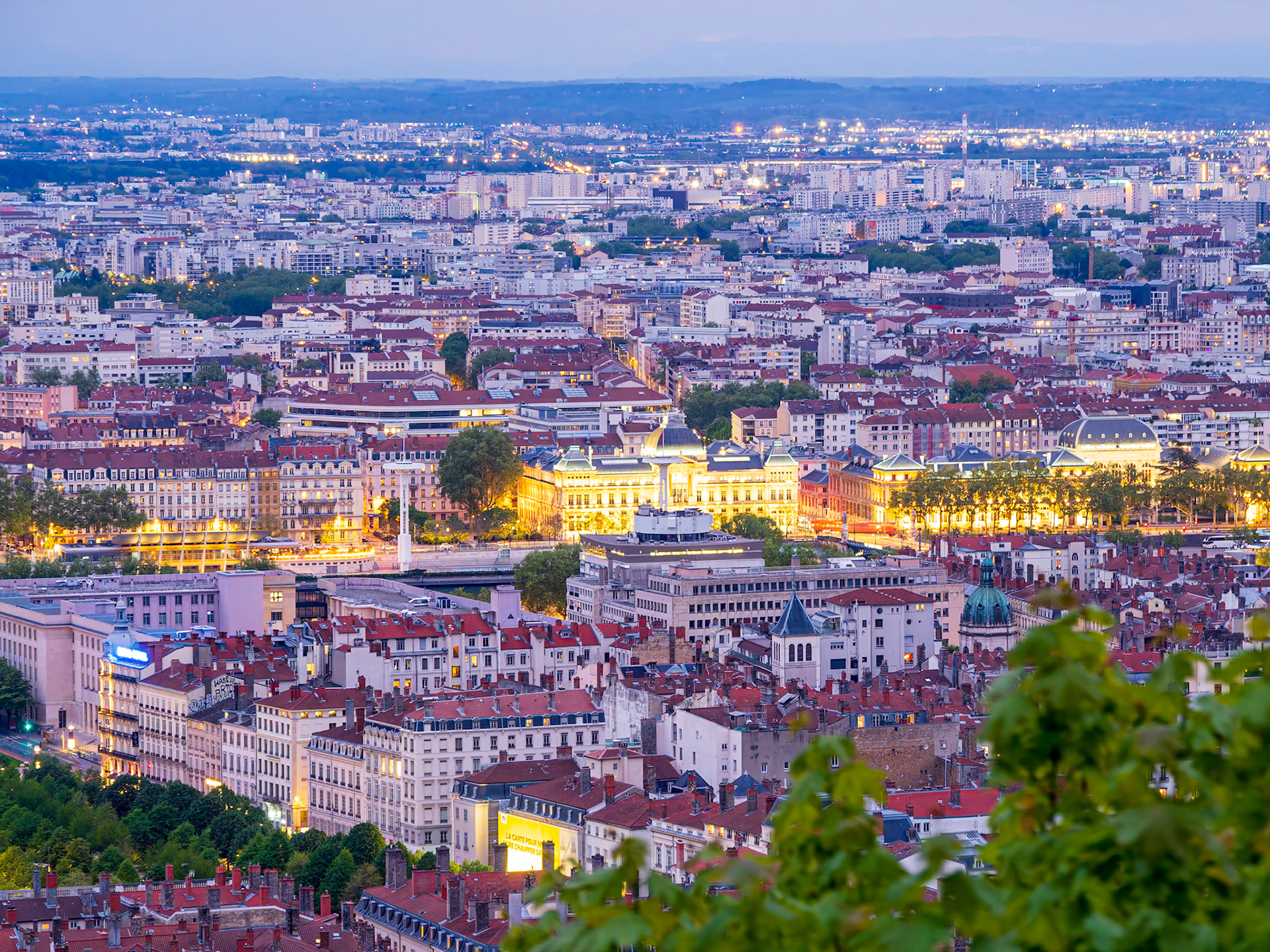 Sunset over Lyon, France