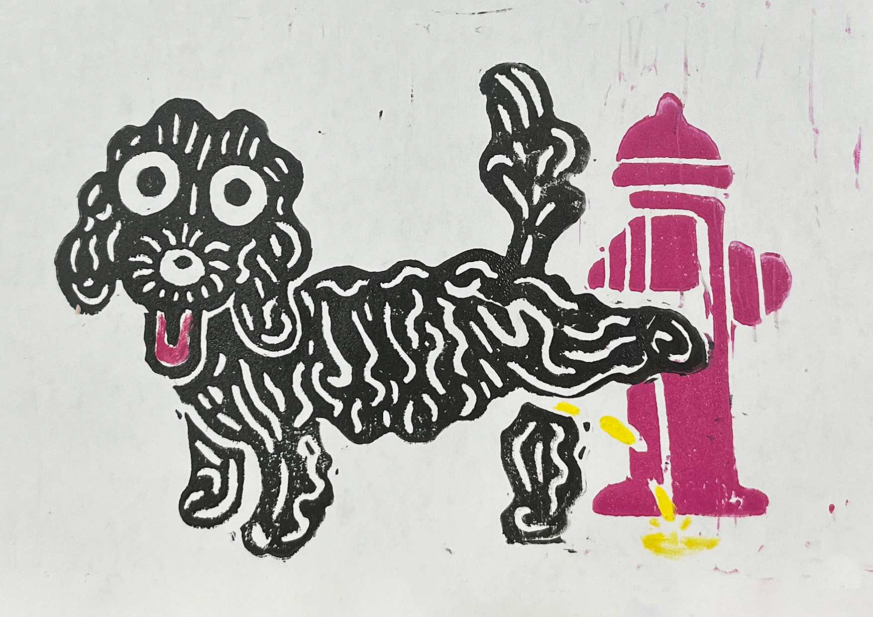 FIRE HYDRANT | lino print, 100mm x 80mm