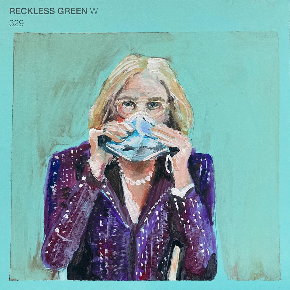 RECKLESS GREEN | gouache on card, 100mm x 100mm