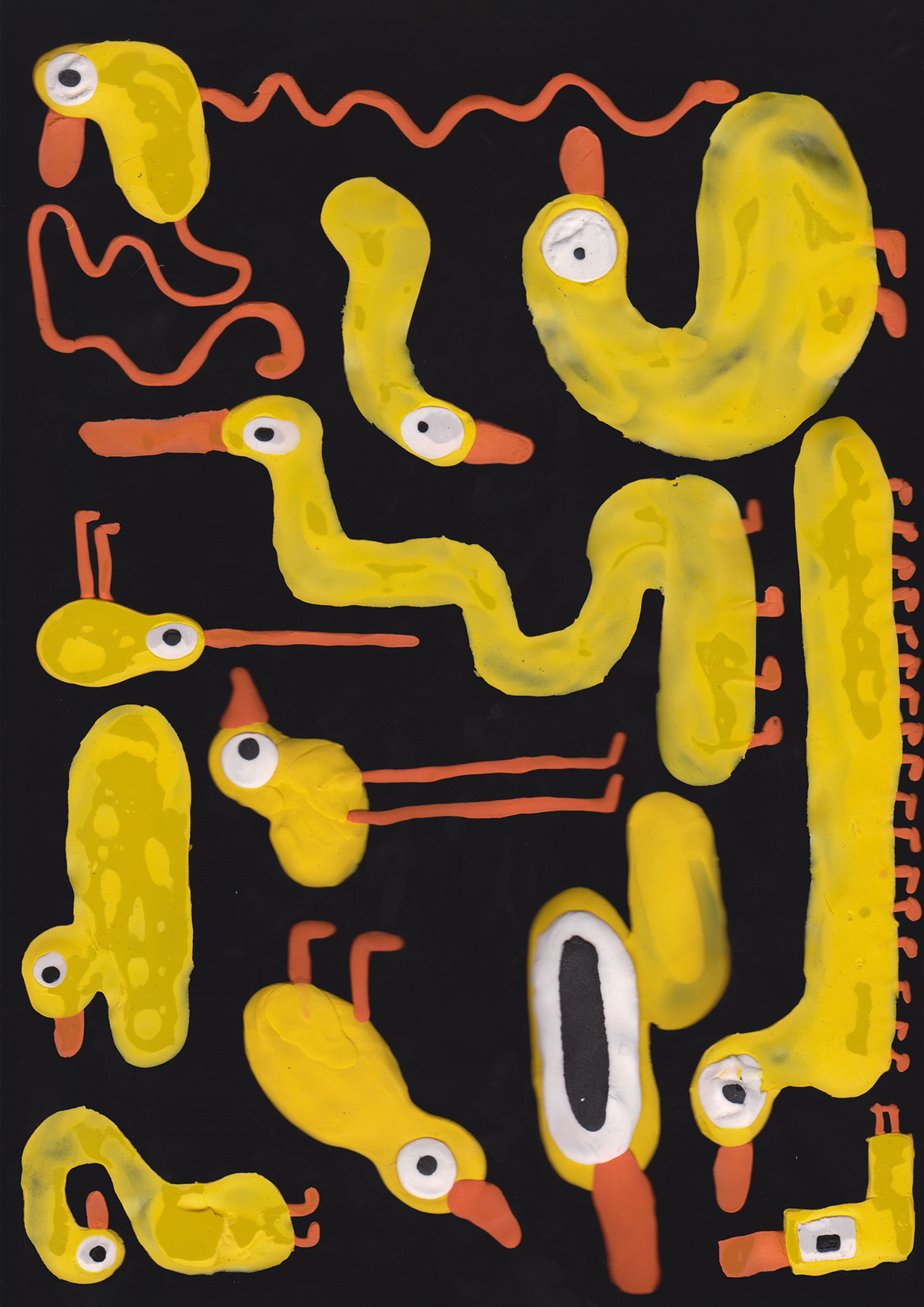 CLAY DUCKS | clay ducks on a scanner, 8" x 10"