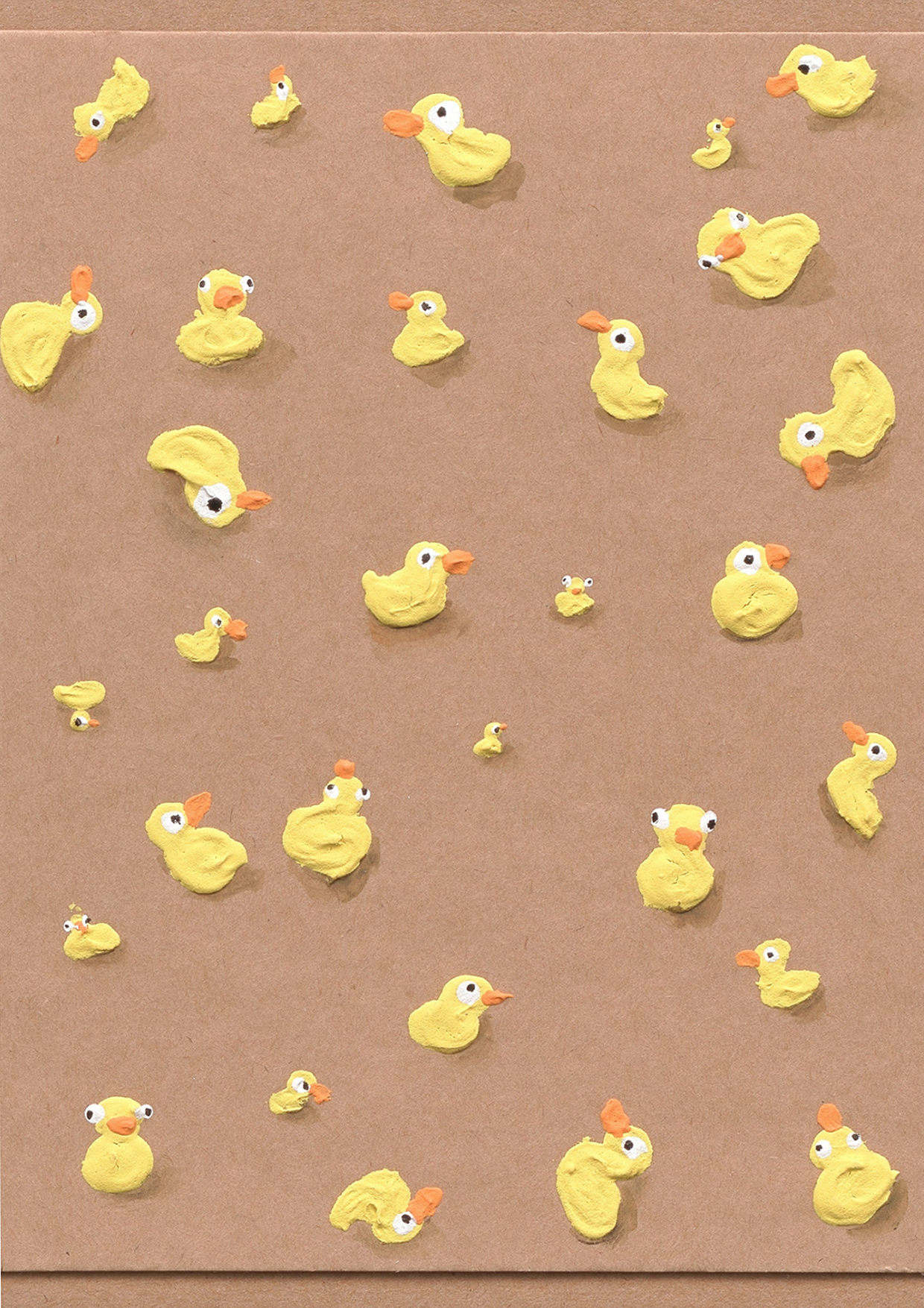 DUCKS ON CARDBOARD III | acrylic + spackle on card, A5