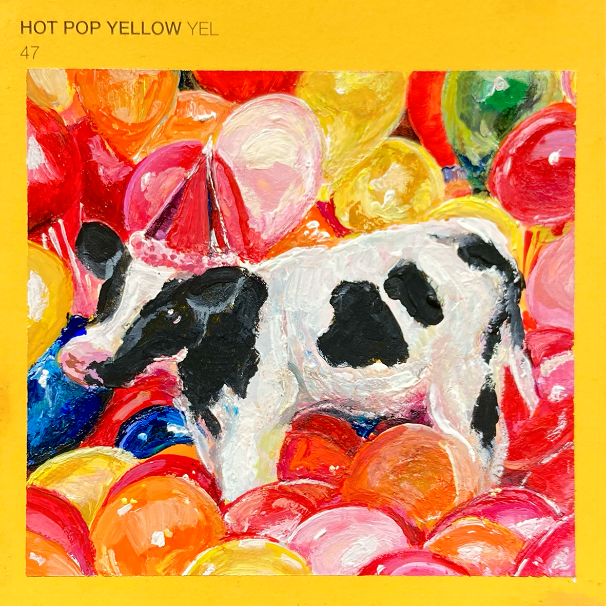 HOT POP YELLOW | gouche on card (100mm x 100mm)