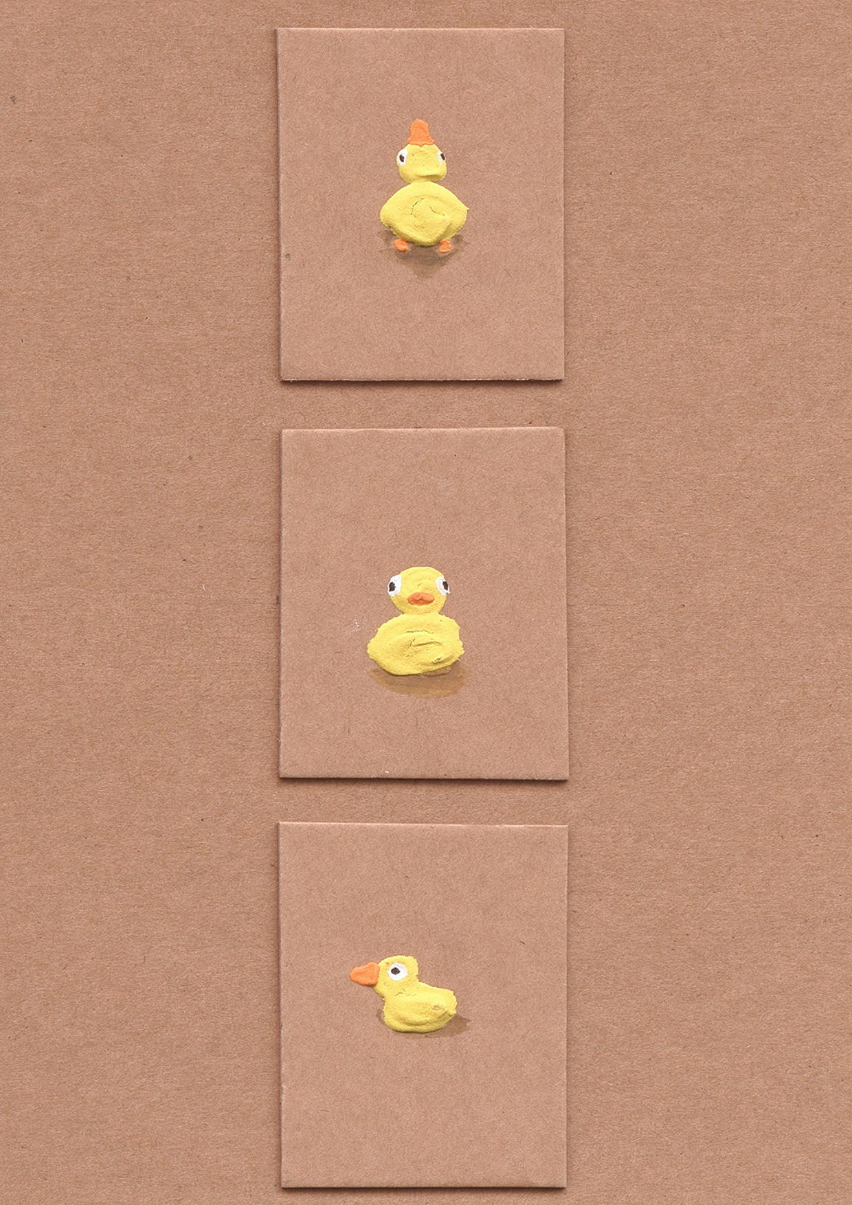 DUCKS ON CARDBOARD | acrylic + spackle on card, A5