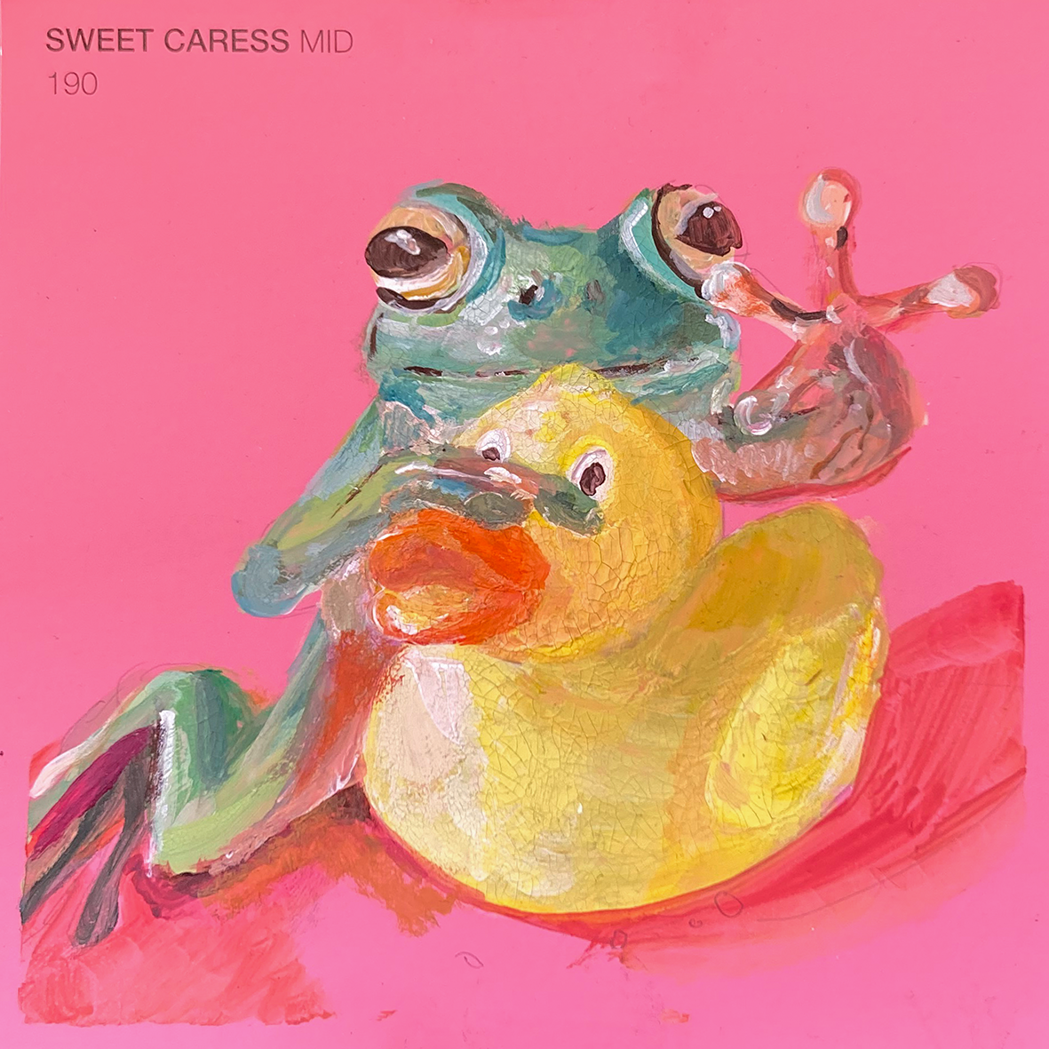 SWEET CARESS | gouache on card, 100mm x 100mm 