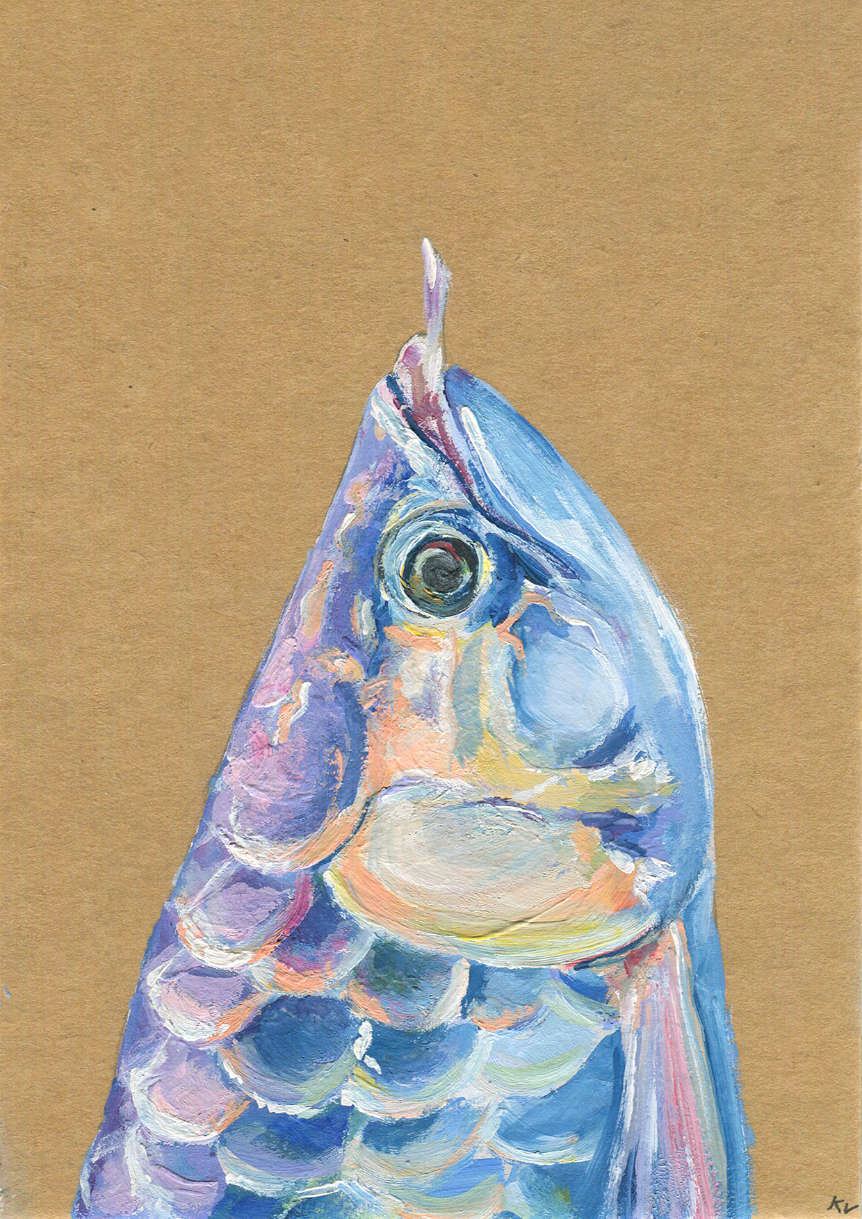 RAINBOW FISH | gouache on cardboard, A5