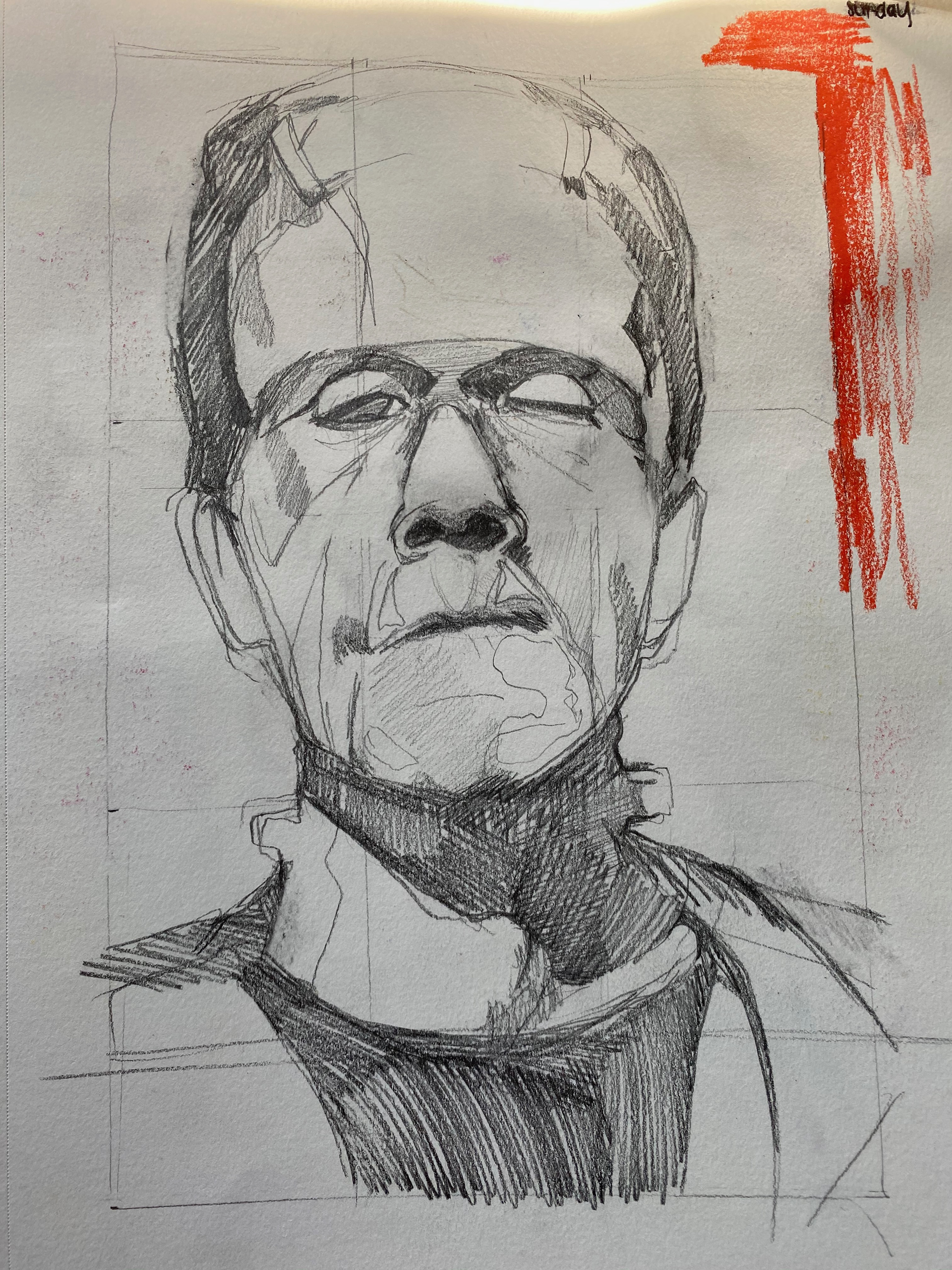 Frankenstein (graphite) 9 x 12