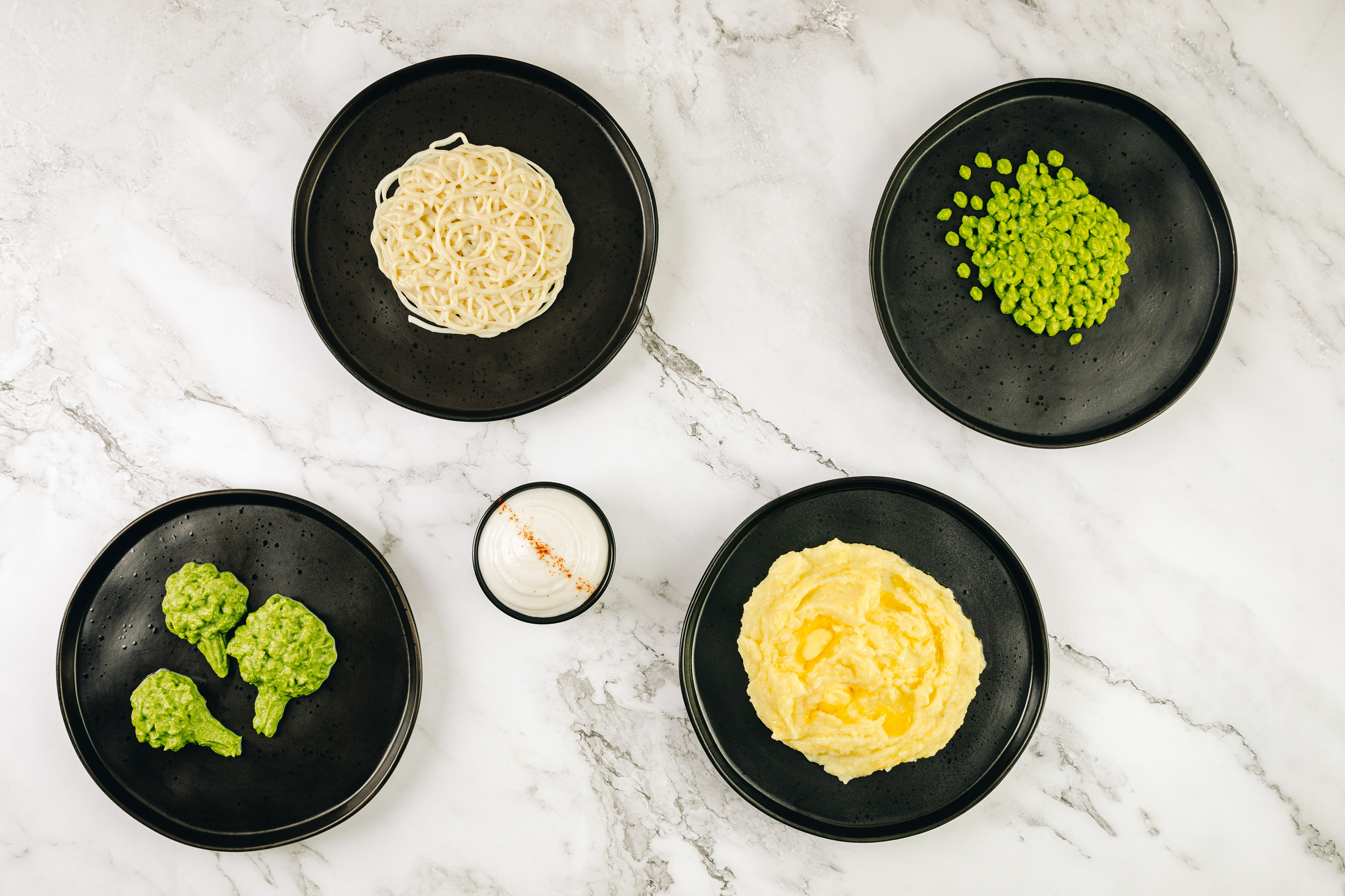 Rice  Creamy Mashed Potatoes  Broccoli and peas  Peas and Green Beans  Cauliflower, Spinach and Cabbage