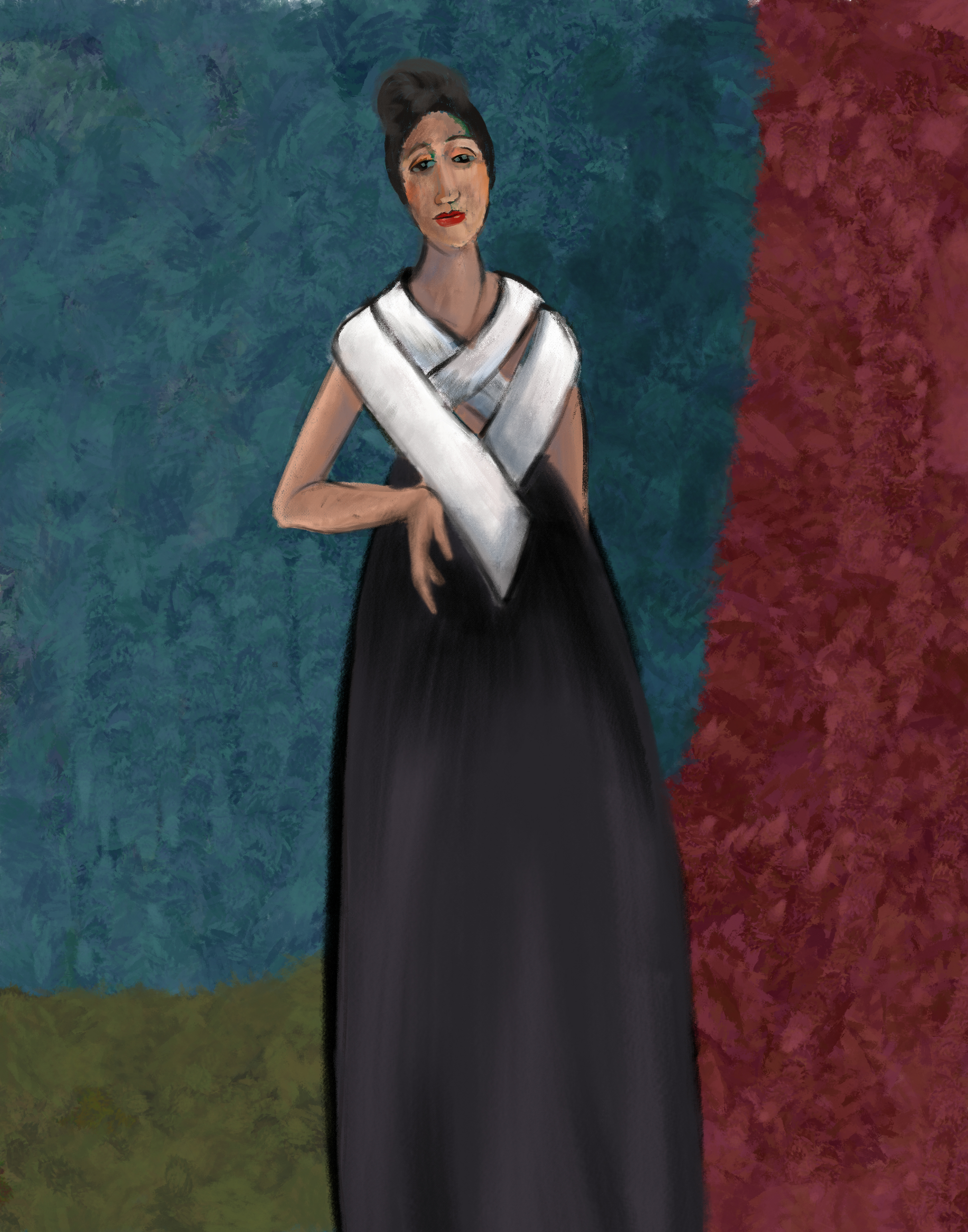DONNA ELVIRA in "Don Giovanni" in the Style of MODIGLIANI
